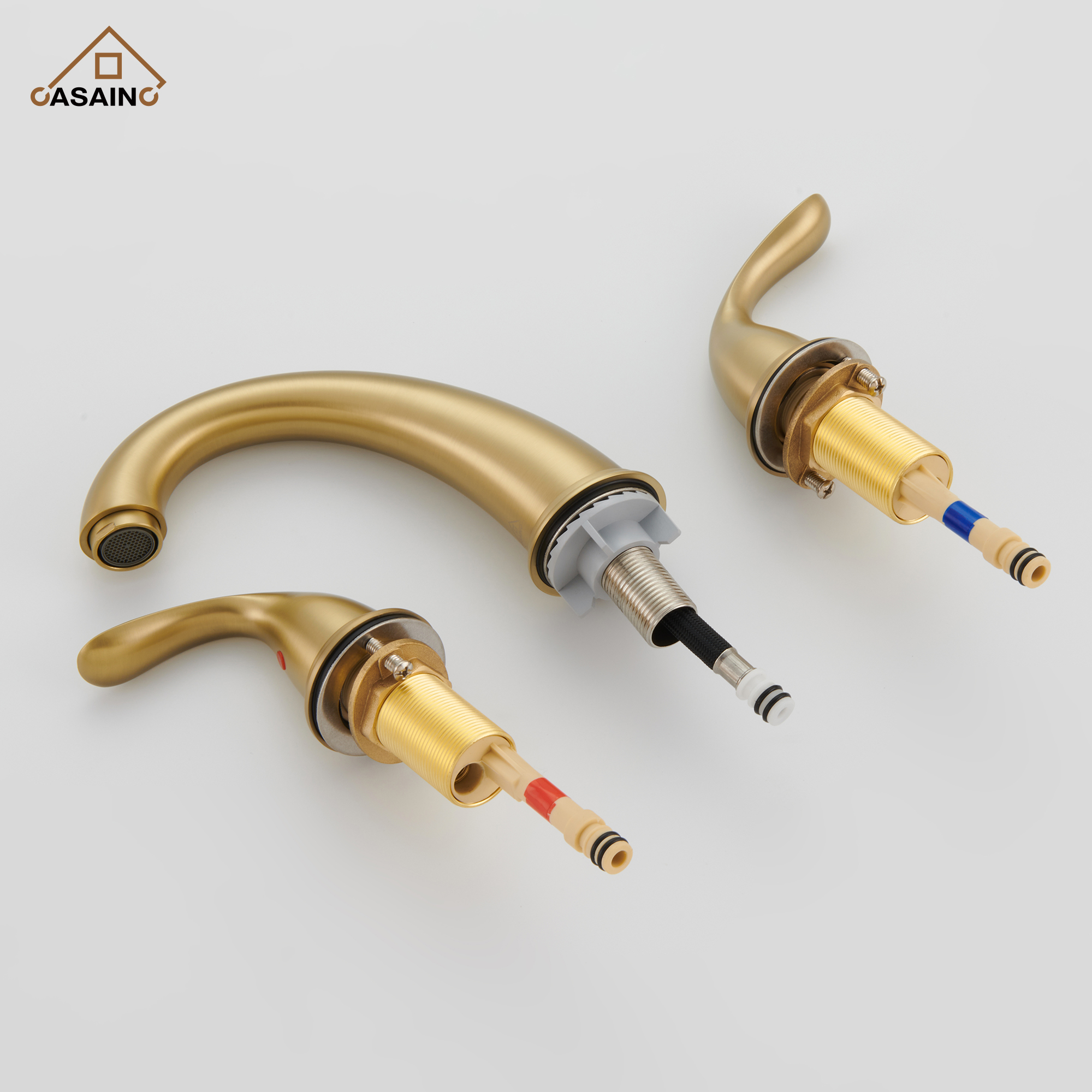 Casainc 4 Inch 2-Handle Bathroom Sink Faucet with Drain Assembly Matte Black/Brushed Nickel/Oil Rubbed Bronz/Brushed Gold 