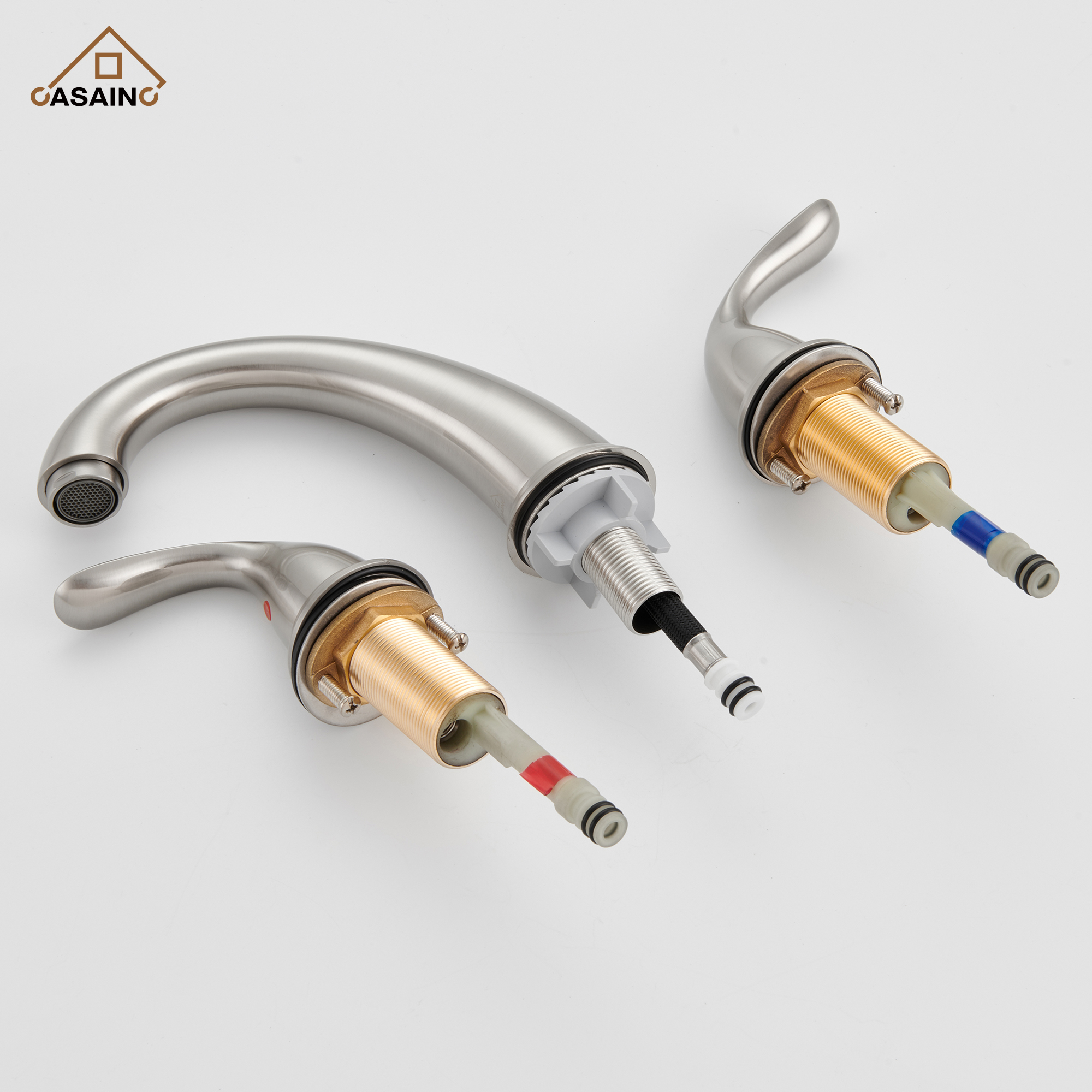 Casainc 4 Inch 2-Handle Bathroom Sink Faucet with Drain Assembly Matte Black/Brushed Nickel/Oil Rubbed Bronz/Brushed Gold 