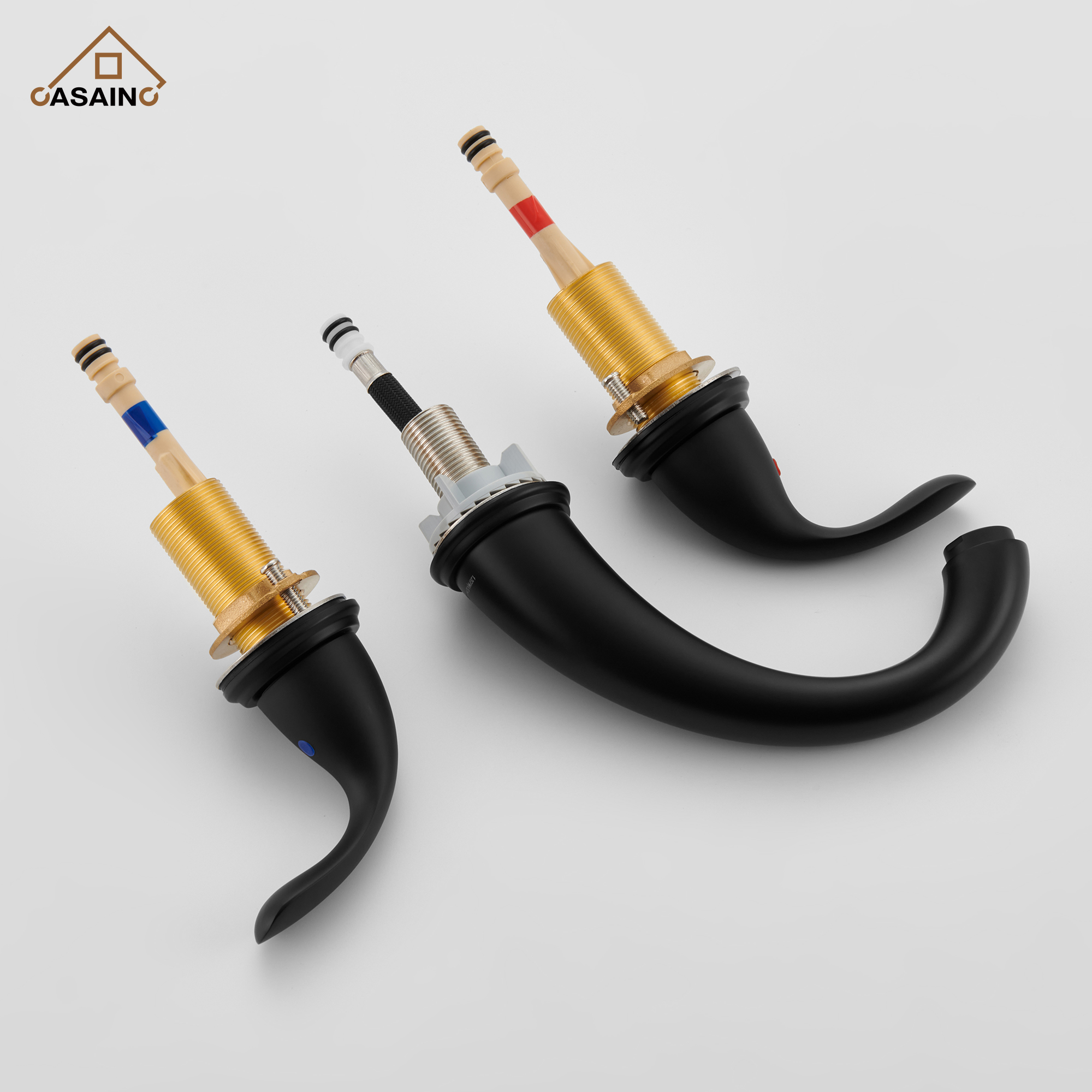 Casainc 4 Inch 2-Handle Bathroom Sink Faucet with Drain Assembly Matte Black/Brushed Nickel/Oil Rubbed Bronz/Brushed Gold 