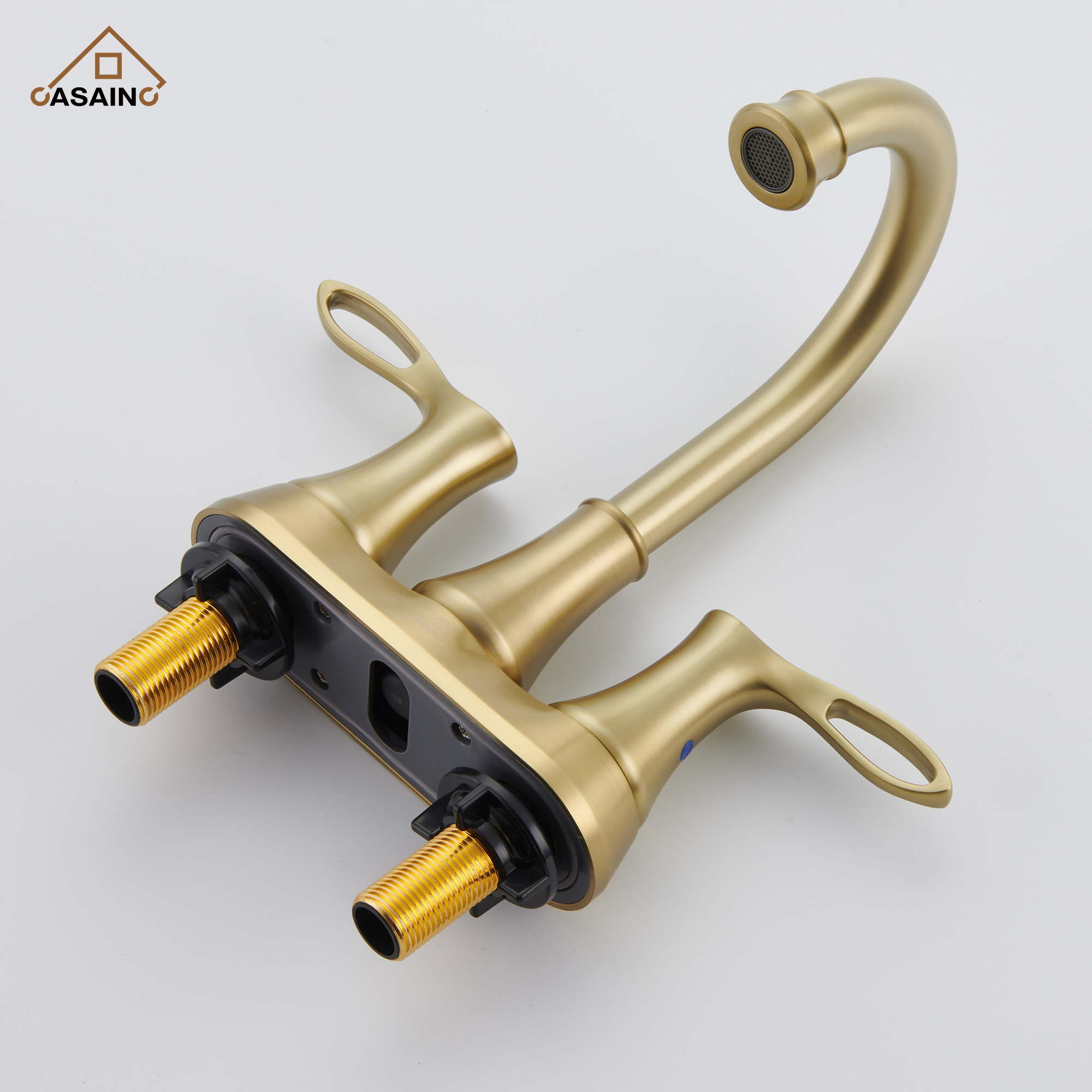 Casainc 4 Inch 2-Handle Centerset Bathroom Sink Faucet 360° Swivel Spout Vanity Faucet