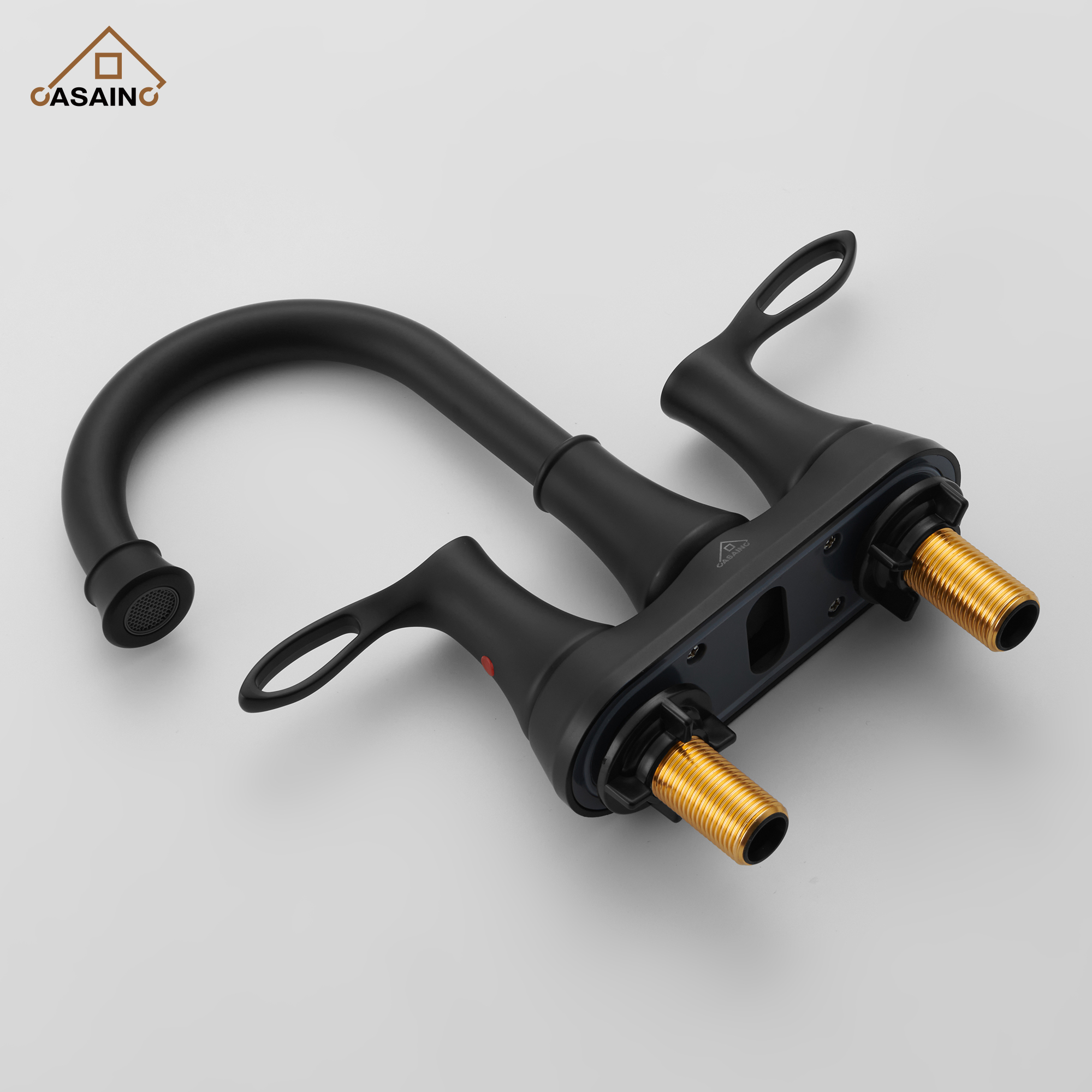 Casainc 4 Inch 2-Handle Centerset Bathroom Sink Faucet 360° Swivel Spout Vanity Faucet