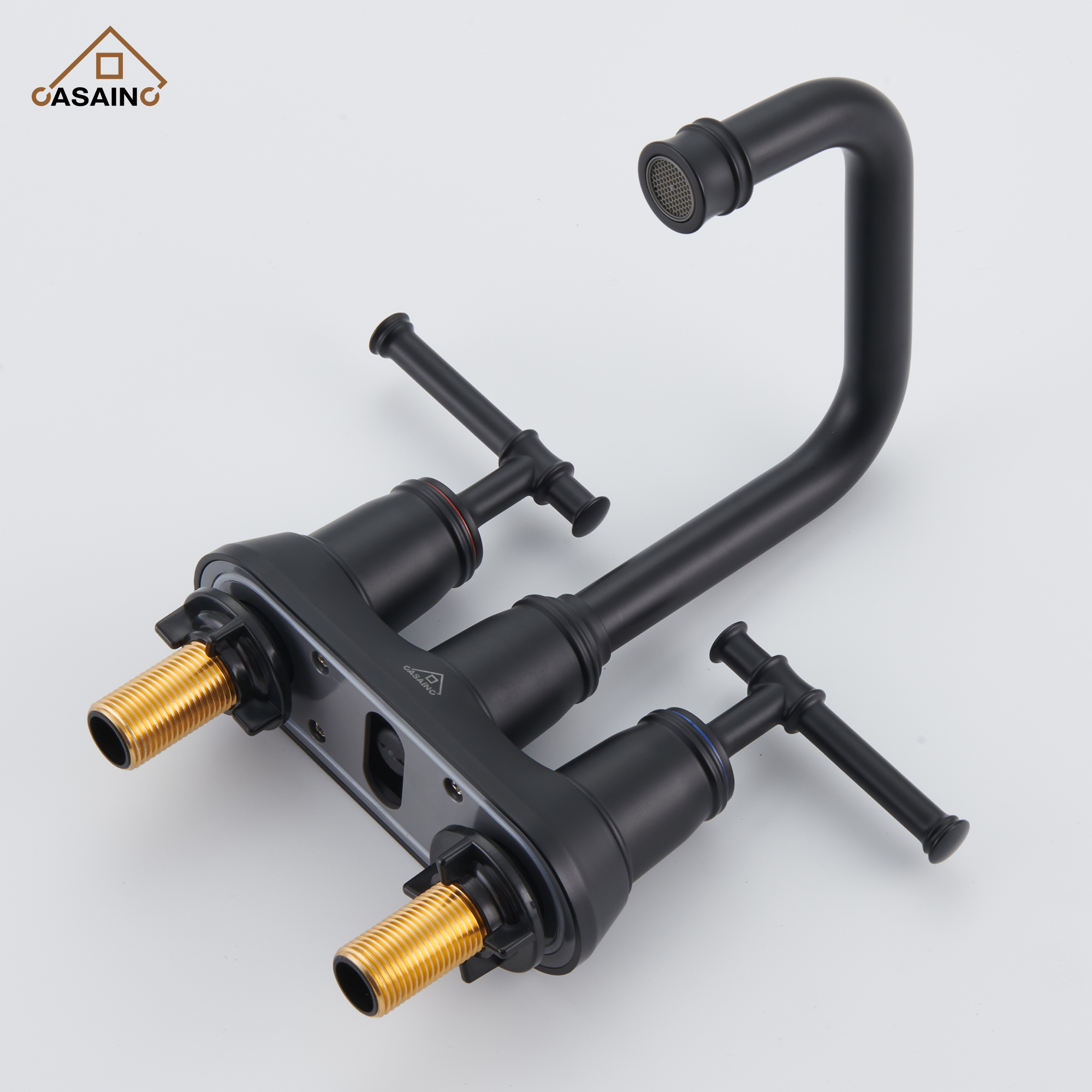 Casainc 4 Inch 2-Handle Centerset for Bathroom Sink Vanity Faucet 360° Swivel Spout