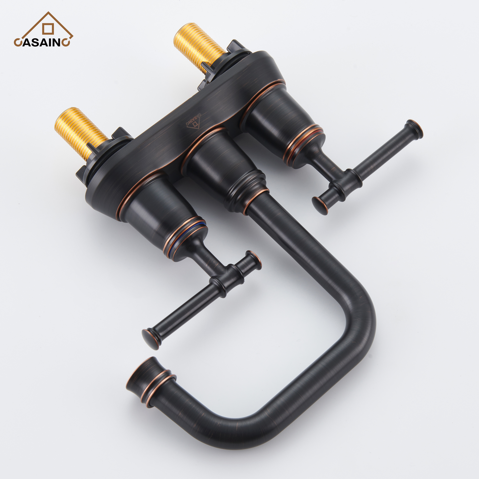 Casainc 4 Inch 2-Handle Centerset for Bathroom Sink Vanity Faucet 360° Swivel Spout