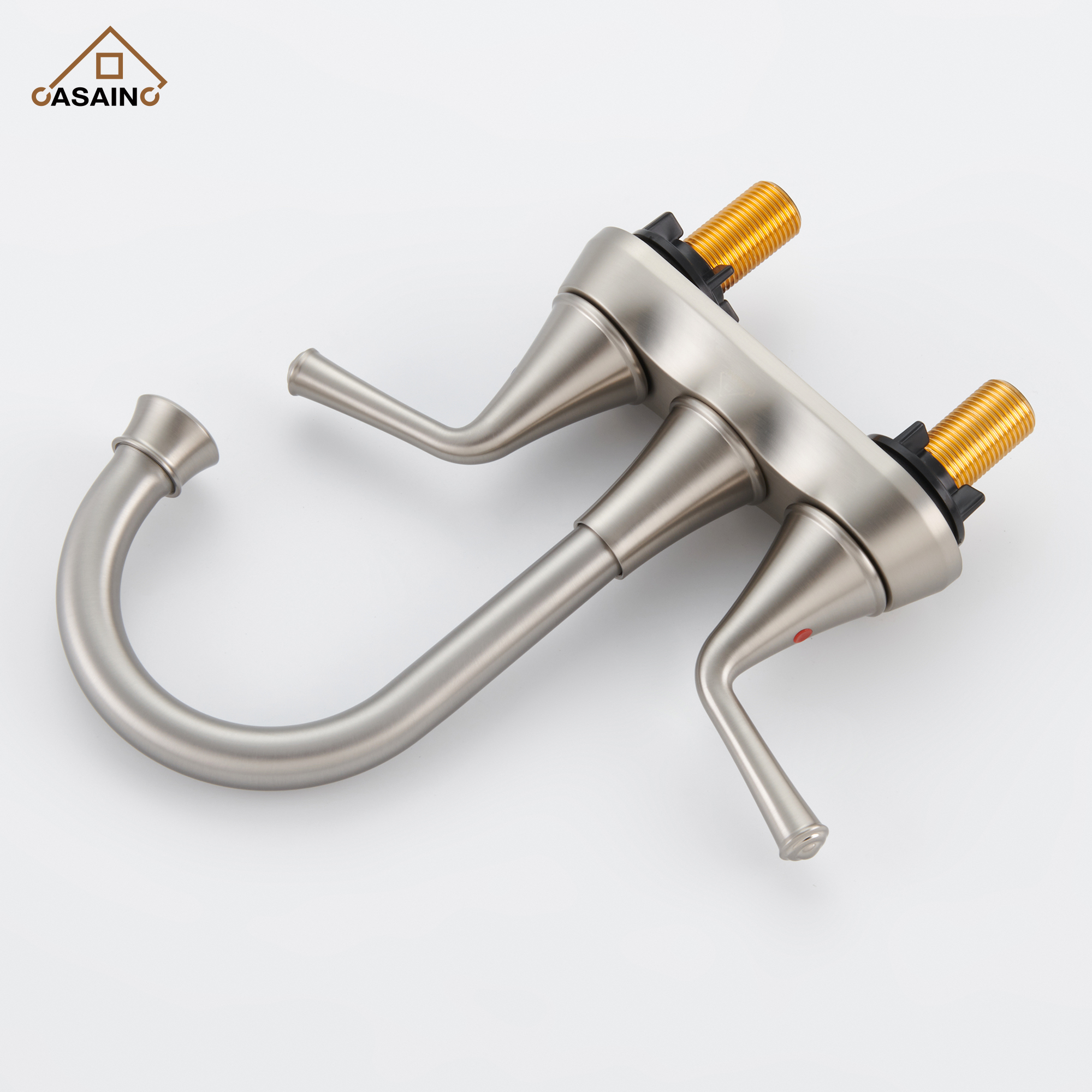 Casainc 4 Inch 2-Handle Centerset Bathroom Faucet for Bathroom Sink Vanity Faucet 360° Swivel Spout