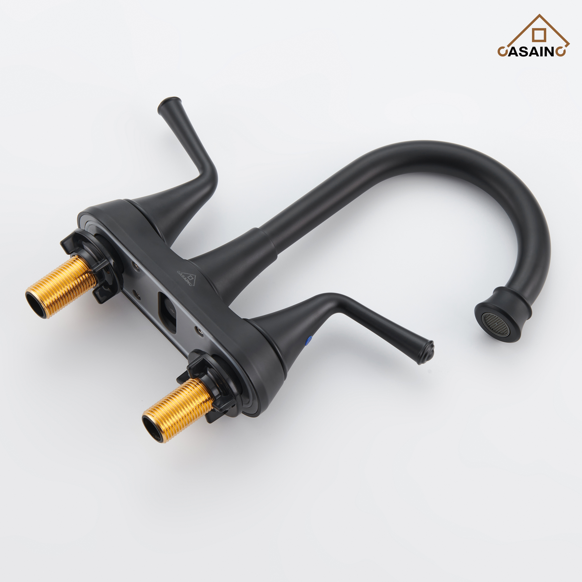 Casainc 4 Inch 2-Handle Centerset Bathroom Faucet for Bathroom Sink Vanity Faucet 360° Swivel Spout