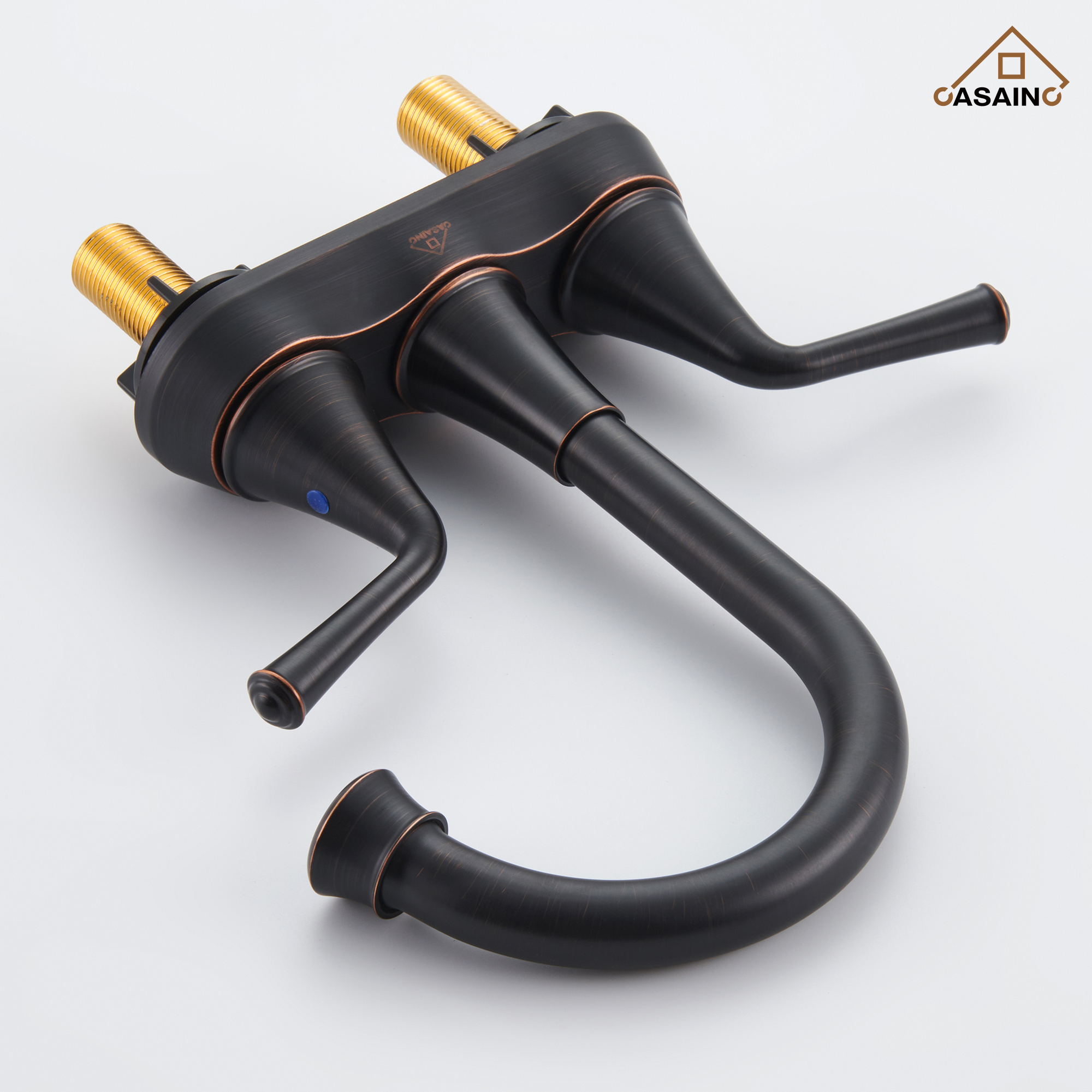 Casainc 4 Inch 2-Handle Centerset Bathroom Faucet for Bathroom Sink Vanity Faucet 360° Swivel Spout