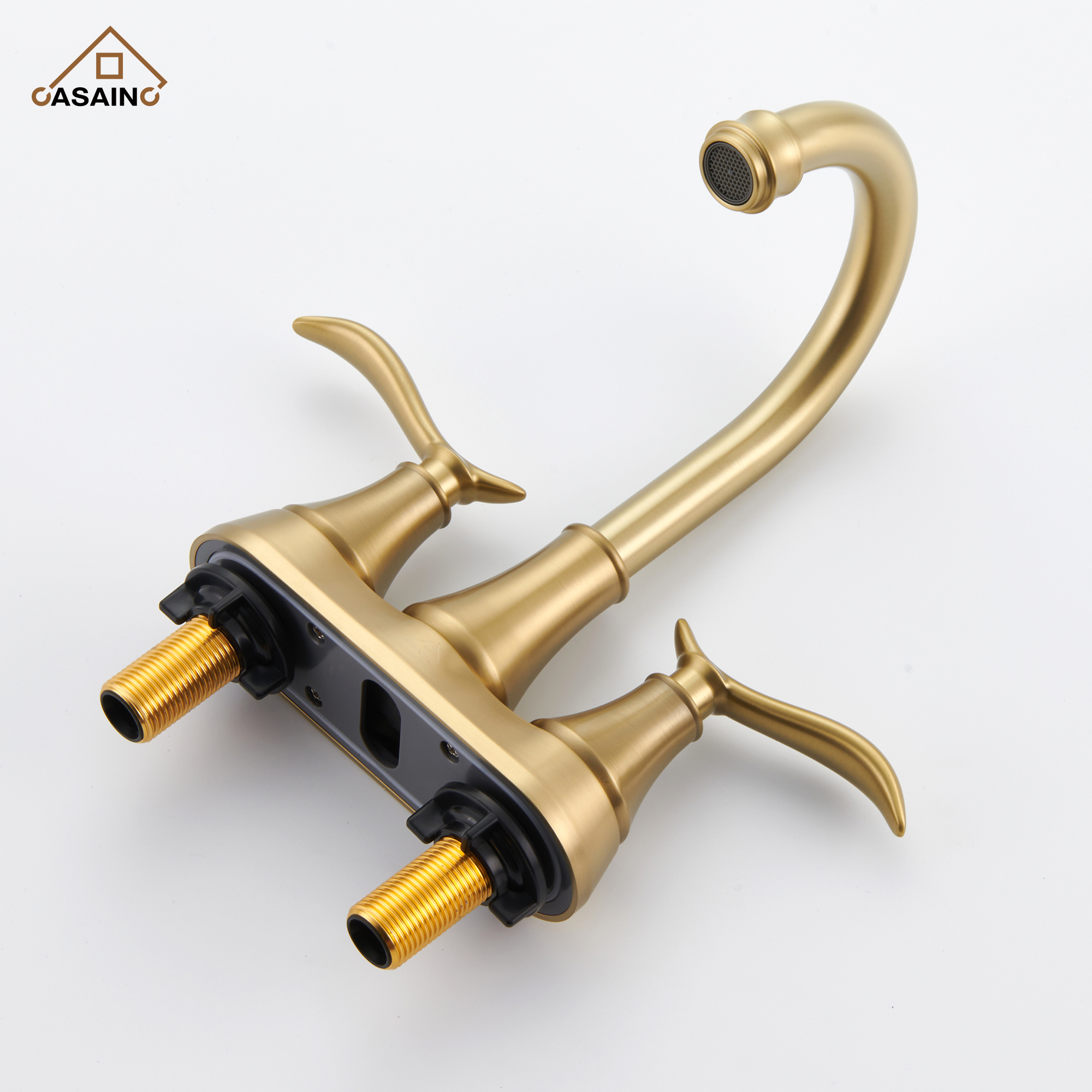 Casainc 2-Handle Centerset Bathroom Faucet for Bathroom Sink Vanity Faucet 360° Swivel Spout