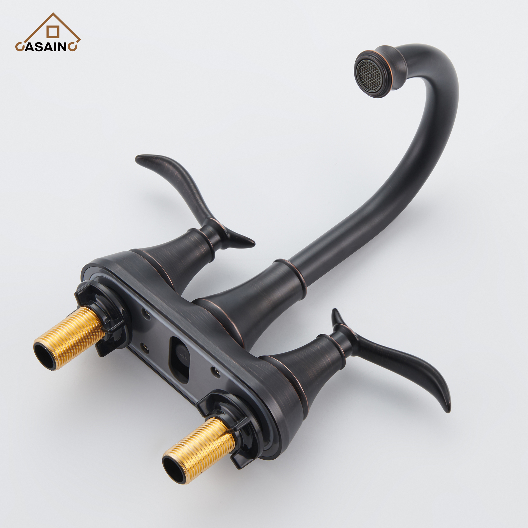 Casainc 2-Handle Centerset Bathroom Faucet for Bathroom Sink Vanity Faucet 360° Swivel Spout