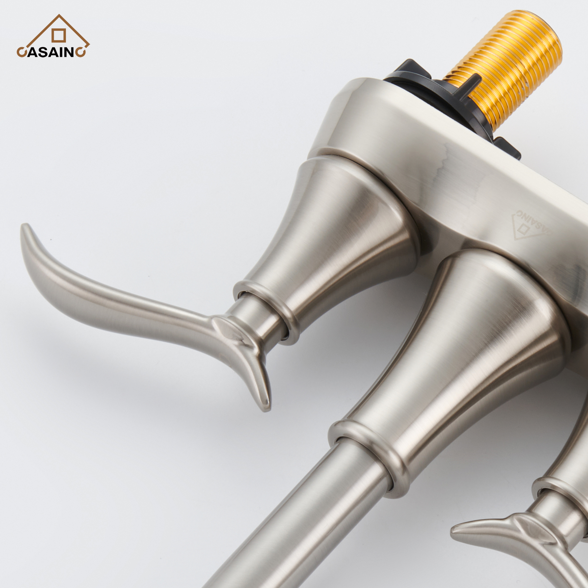 Casainc 2-Handle Centerset Bathroom Faucet for Bathroom Sink Vanity Faucet 360° Swivel Spout