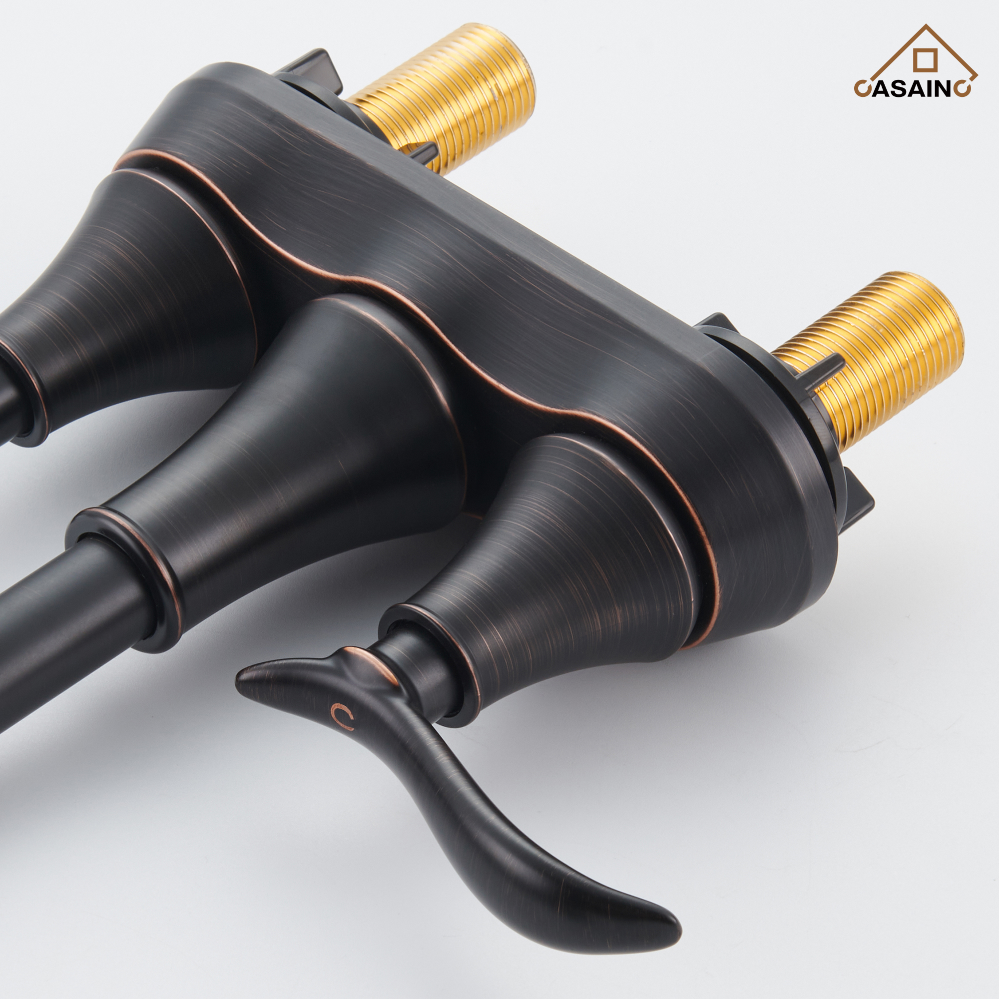 Casainc 2-Handle Centerset Bathroom Faucet for Bathroom Sink Vanity Faucet 360° Swivel Spout