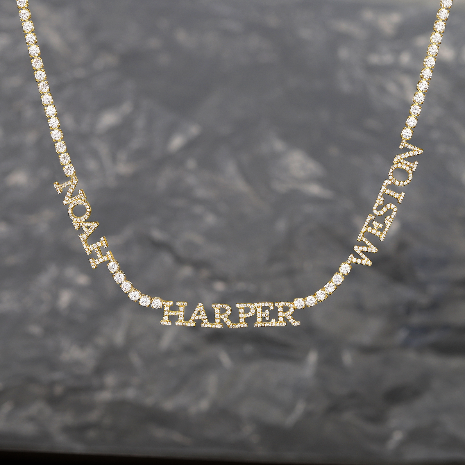 Multiple Custom Full-Diamond Name Necklace