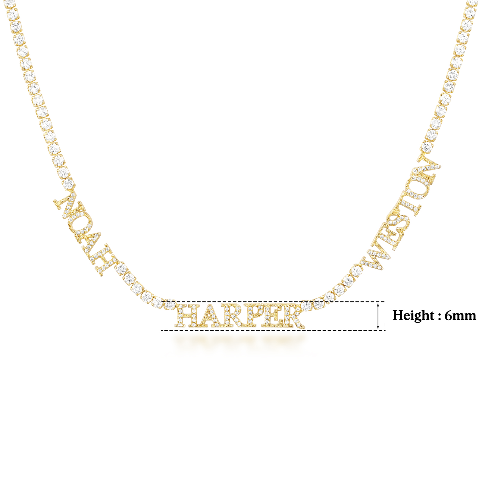 Multiple Custom Full-Diamond Name Necklace