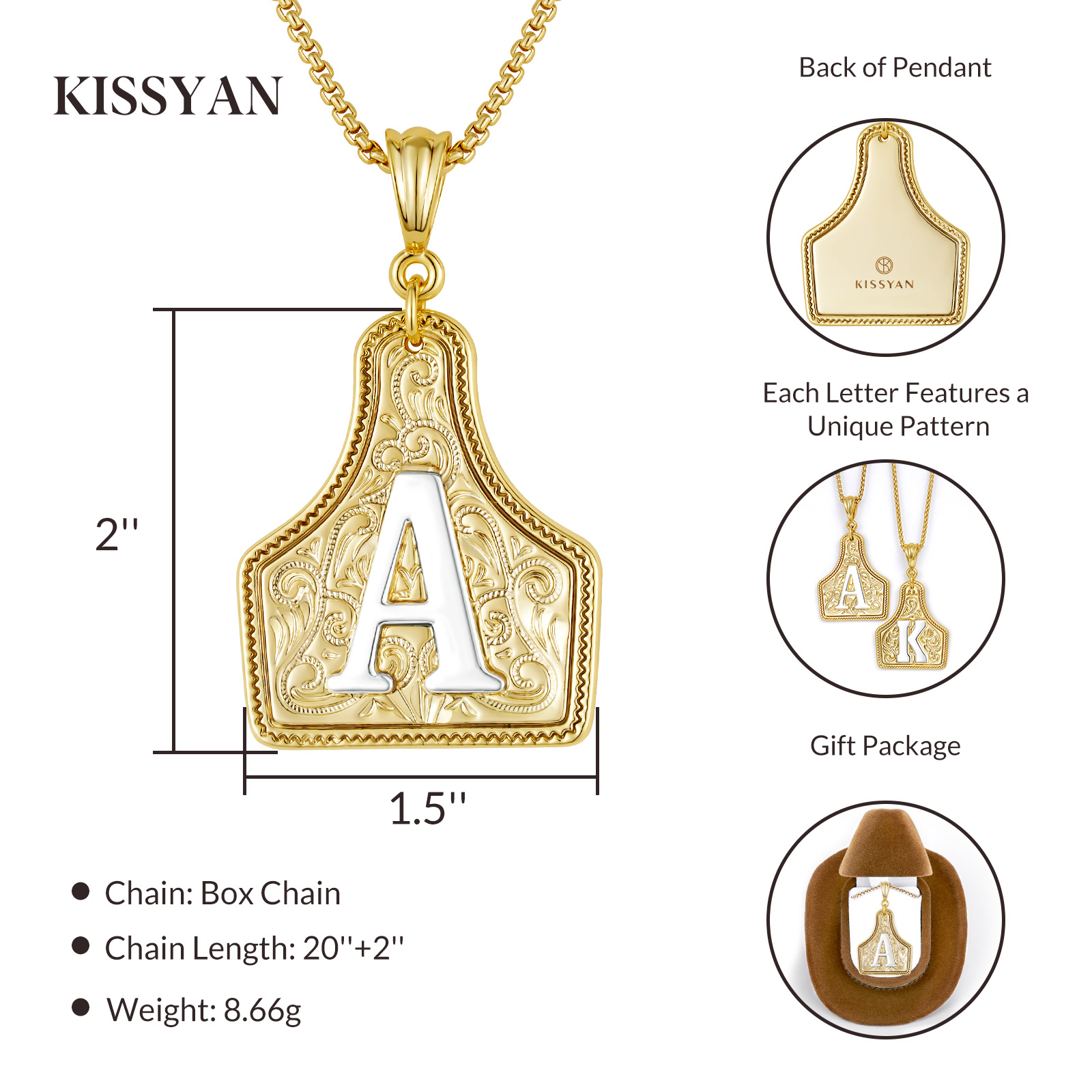 Western CowTag Letter Necklace, 14K Gold Plated Handmade Cowgirl Cowboy Initial  Letter Pendant Necklace Jewelry Gift for Men Women