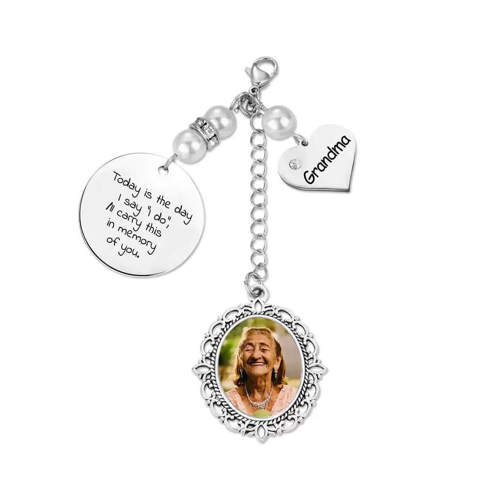 Personalized Wedding Bouquet Memorial Photo Charm