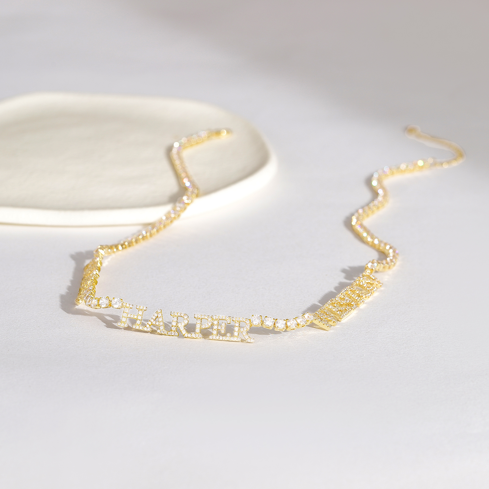Multiple Custom Full-Diamond Name Necklace