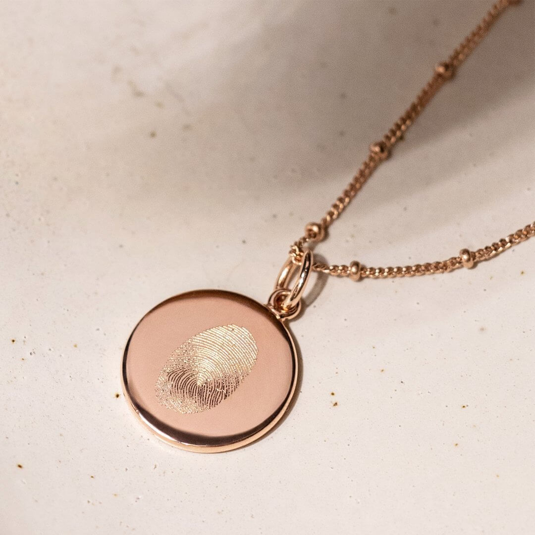 Personalized Classic Fingerprint Disc Necklace