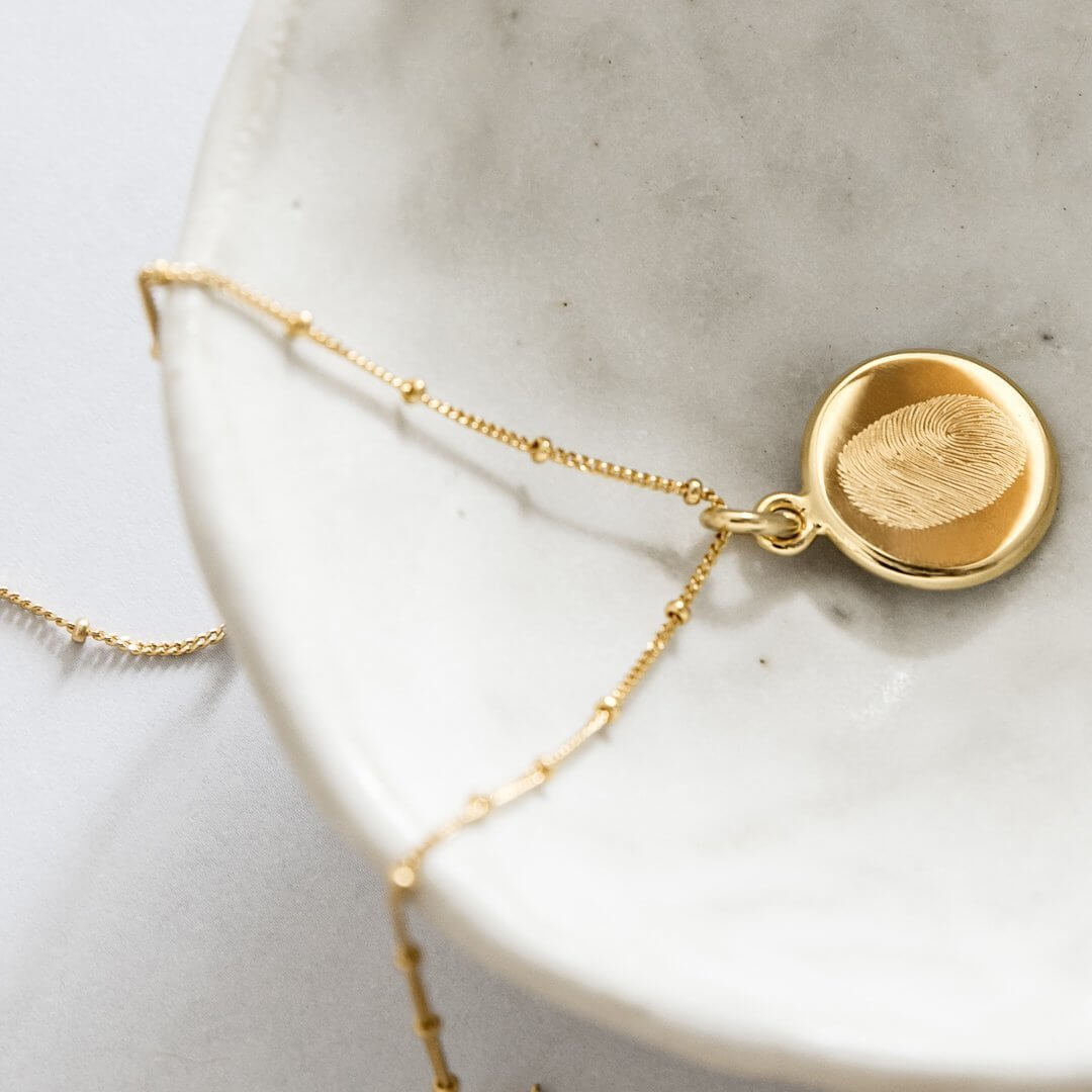 Personalized Classic Fingerprint Disc Necklace