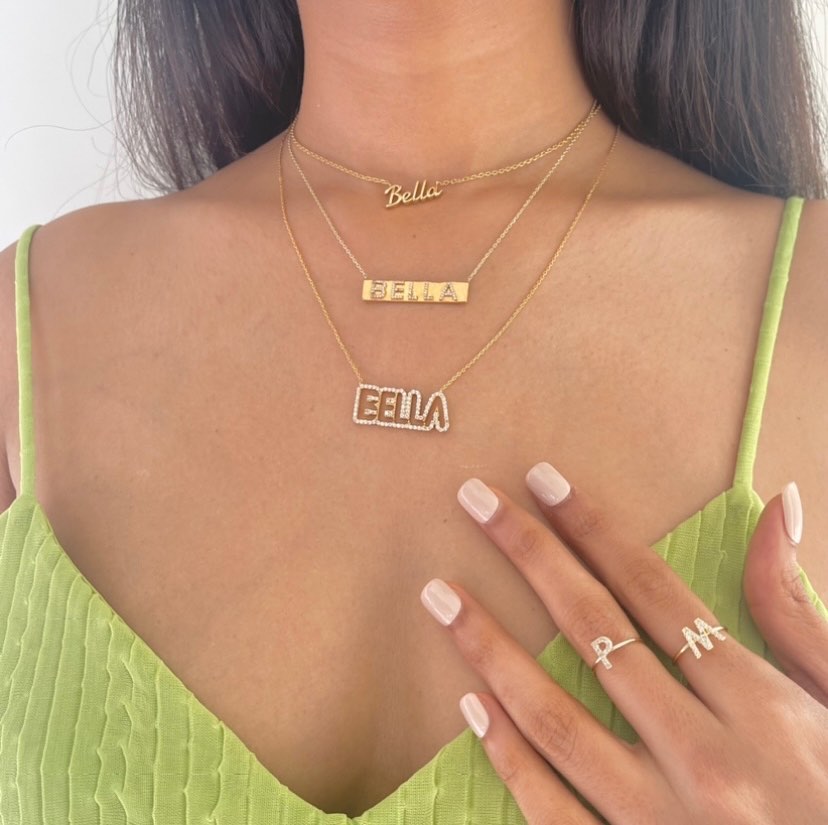 Bling Cutout Hollow Name Necklace