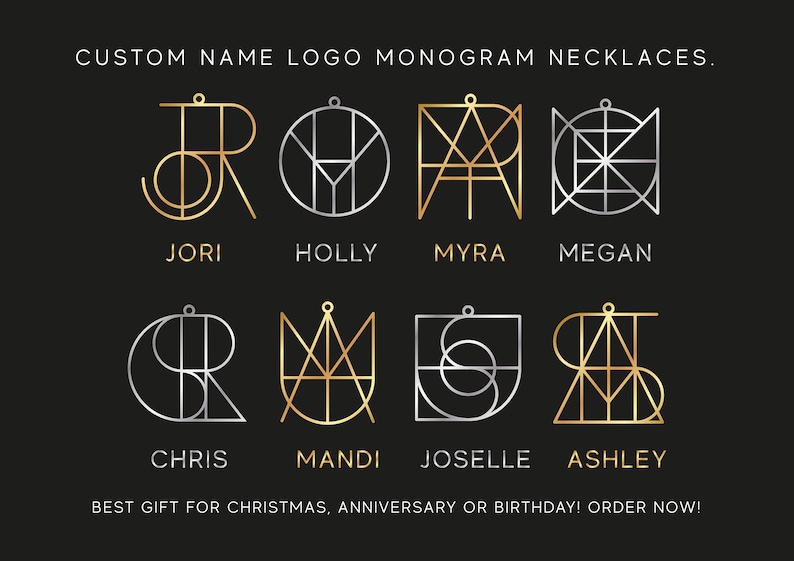 Minimal Abstract Custom Name Logo Necklace