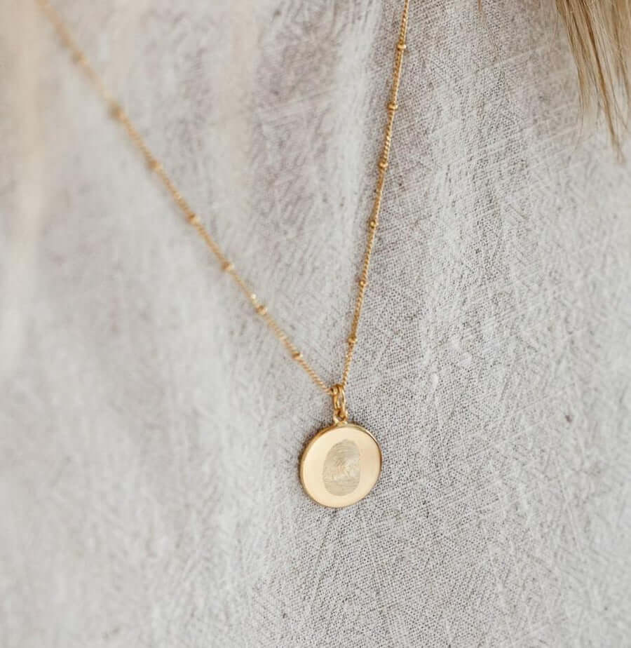 Personalized Classic Fingerprint Disc Necklace