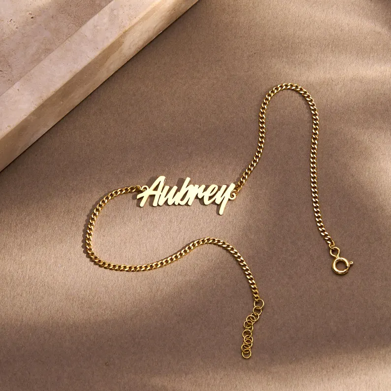 Custom Name Anklet Sterling Silver