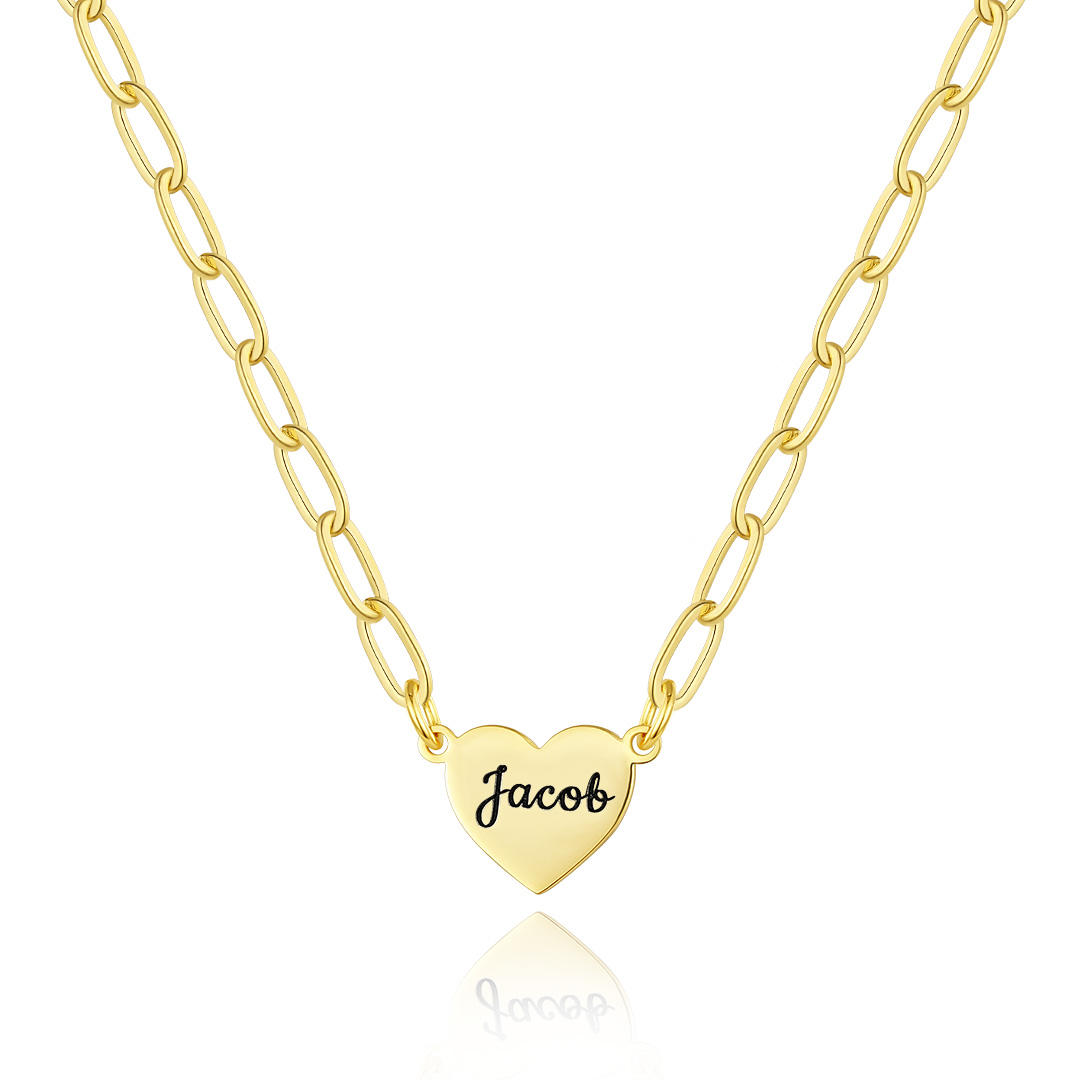 Engravable Multi Heart Name Paper Clip Necklace