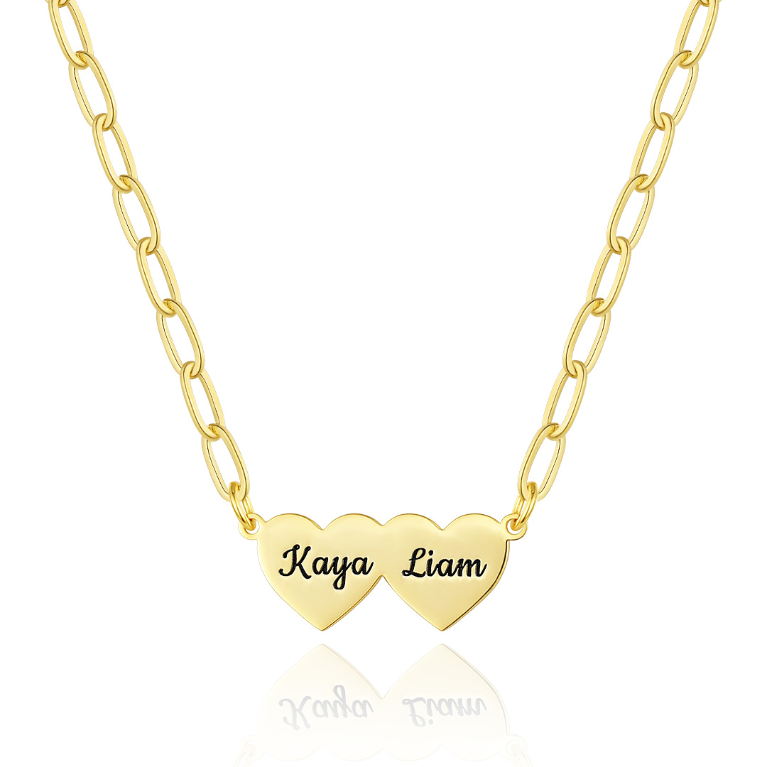 Engravable Multi Heart Name Paper Clip Necklace