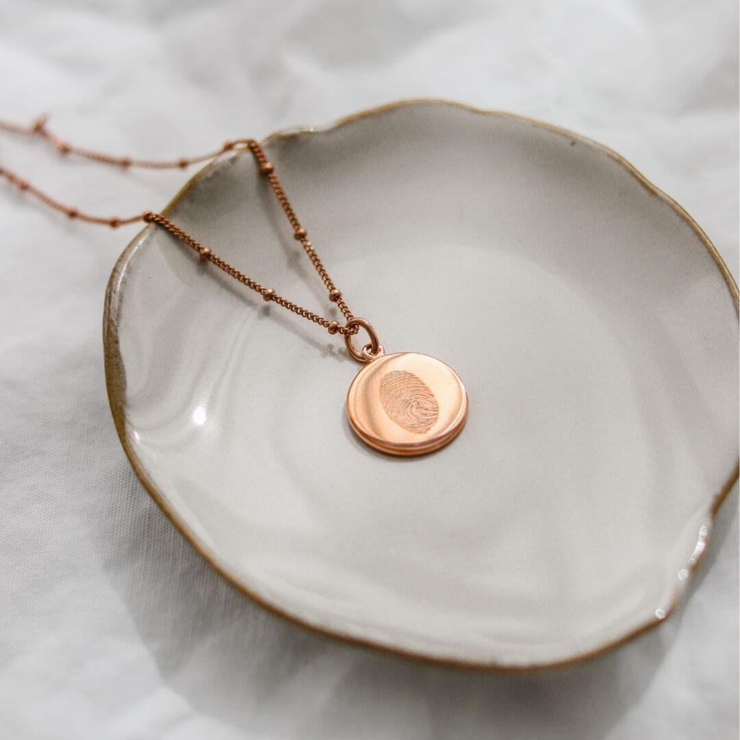 Personalized Classic Fingerprint Disc Necklace