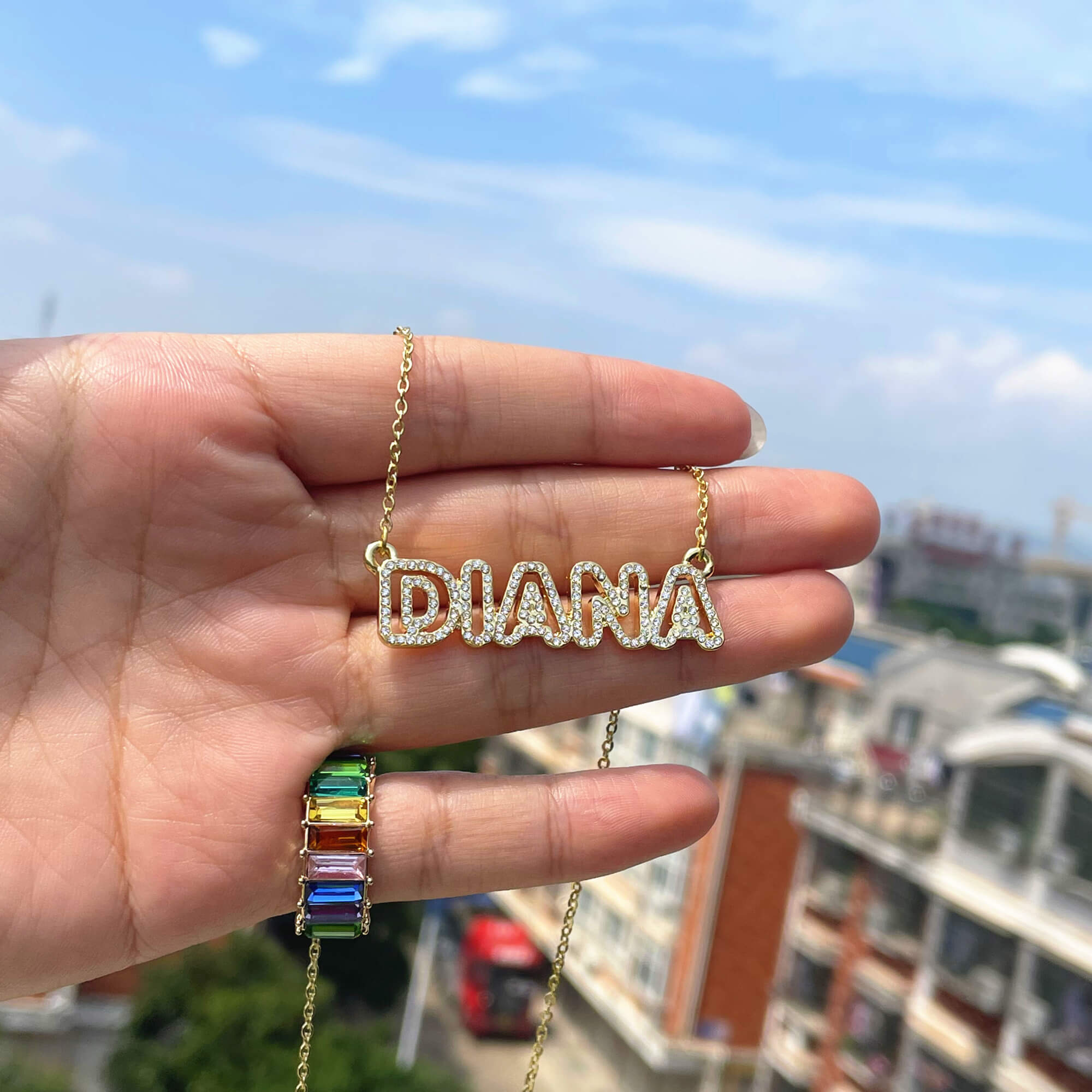 Bling Cutout Hollow Name Necklace