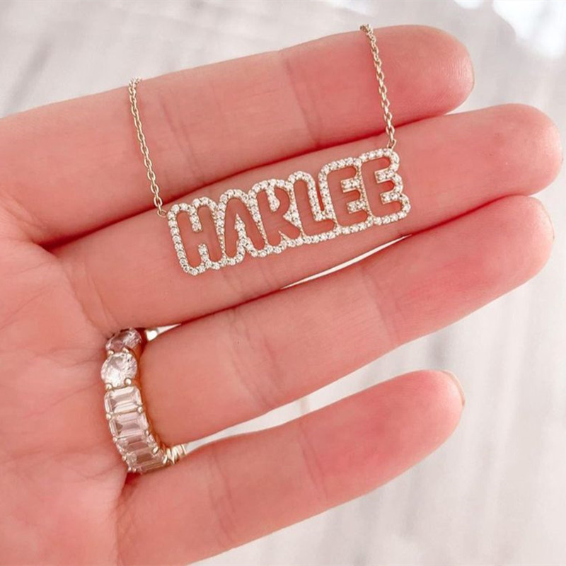Bling Cutout Hollow Name Necklace