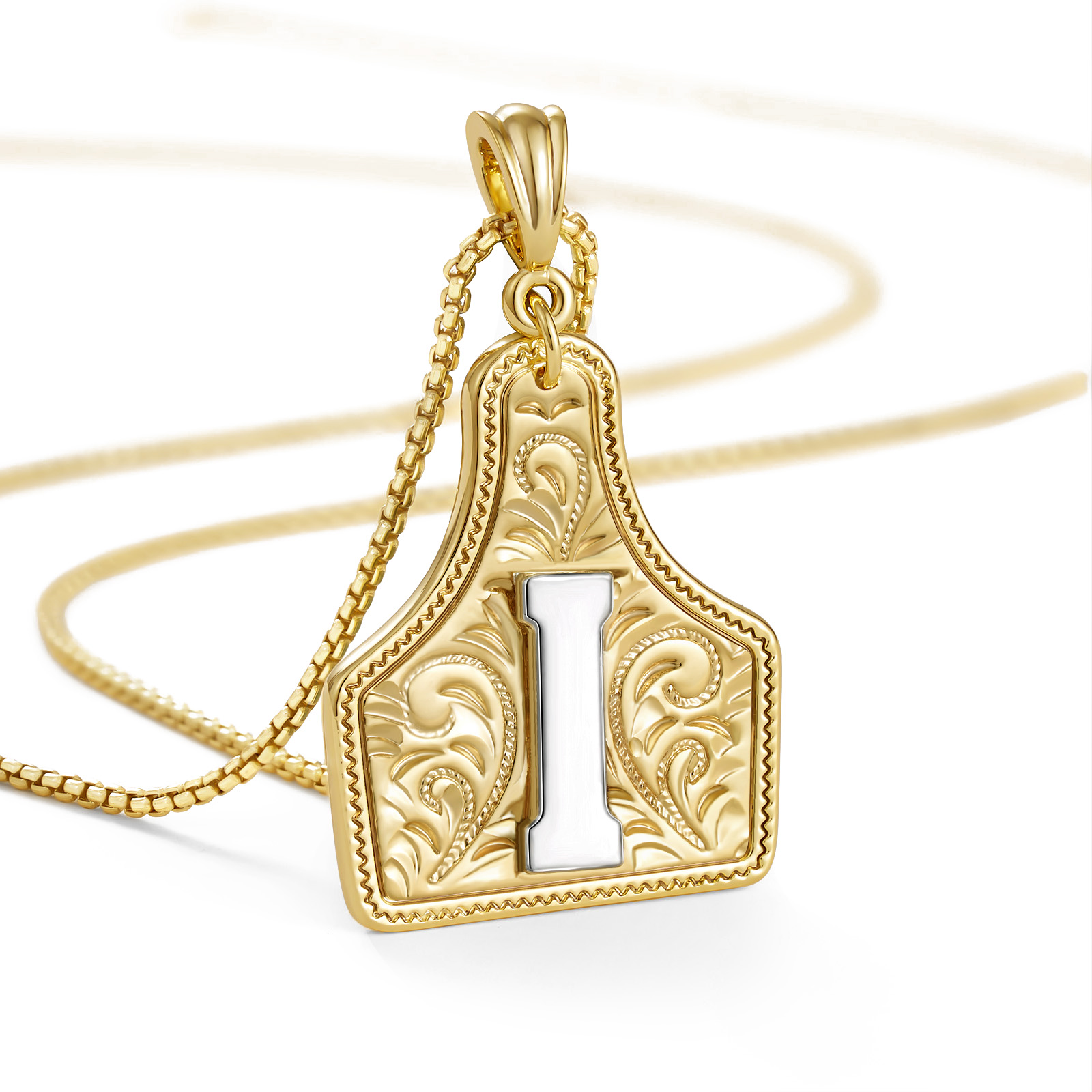 Western CowTag Letter Necklace, 14K Gold Plated Handmade Cowgirl Cowboy Initial  Letter Pendant Necklace Jewelry Gift for Men Women