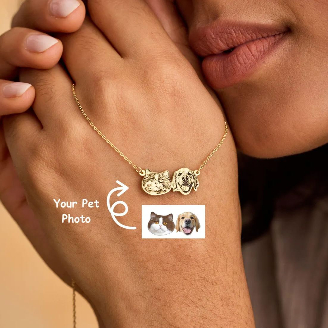 Custom Pet Photo & Name Projection Necklace, Dog Cat Memorial or Holiday Gift