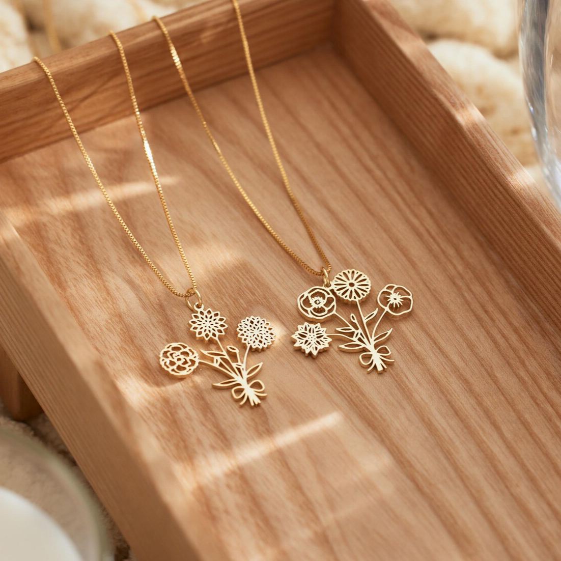 Personalised Multiple Birth Flower Bouquet Necklace, Custom Flower Necklace, Floral Necklace, Family Necklace,Birthday Gift,Mothers Day Gift