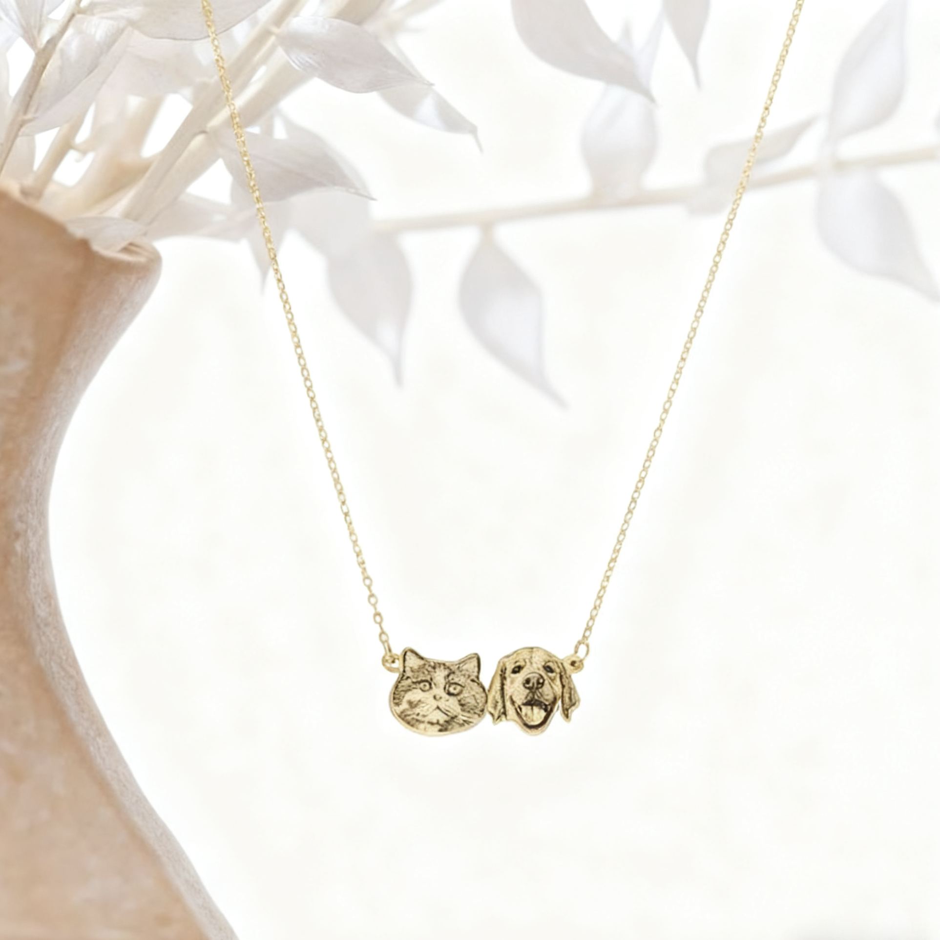 Custom Pet Photo & Name Projection Necklace, Dog Cat Memorial or Holiday Gift