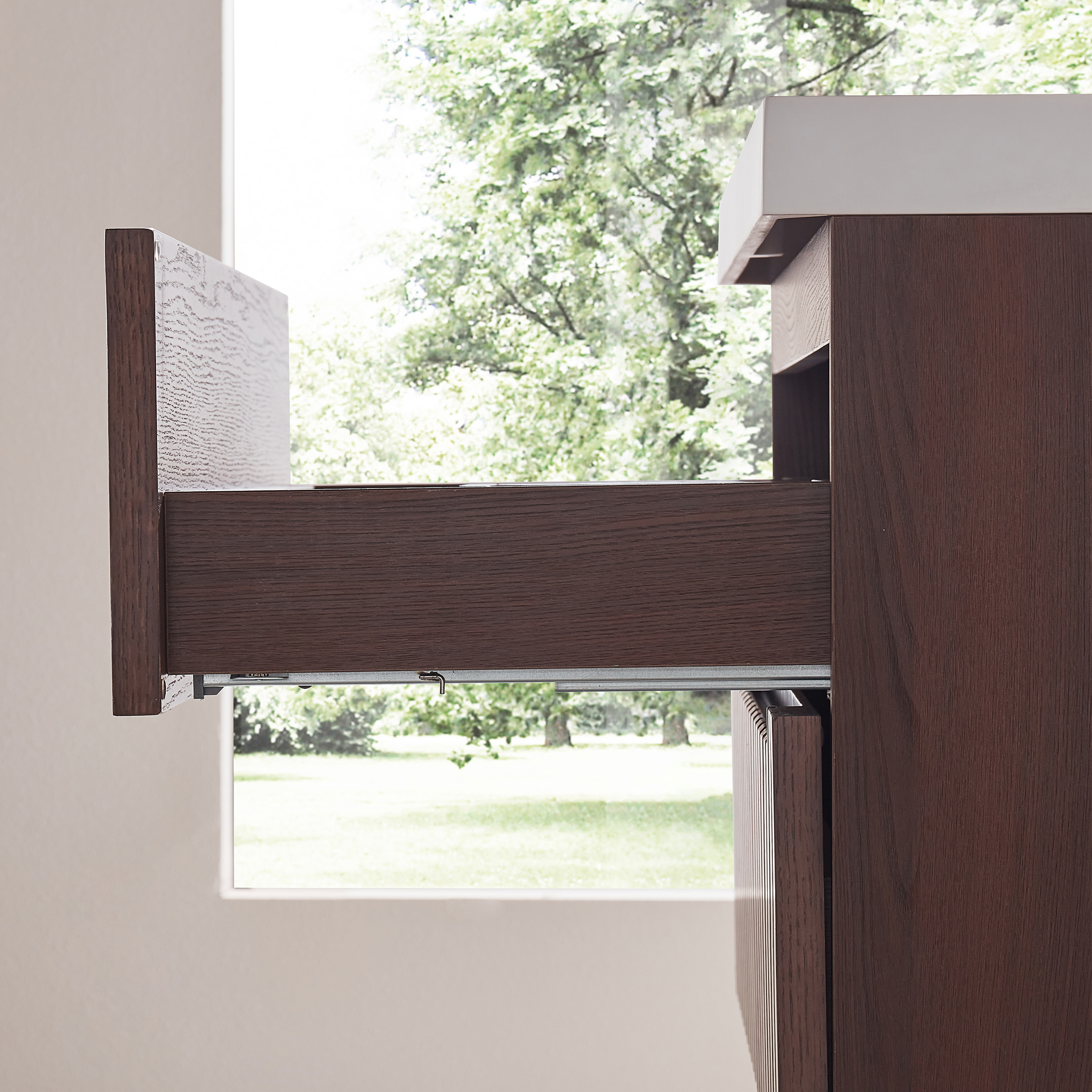 36" Wall Mounted & Floating Single Walnut Bathroom Vanity with Acrylic Sink 