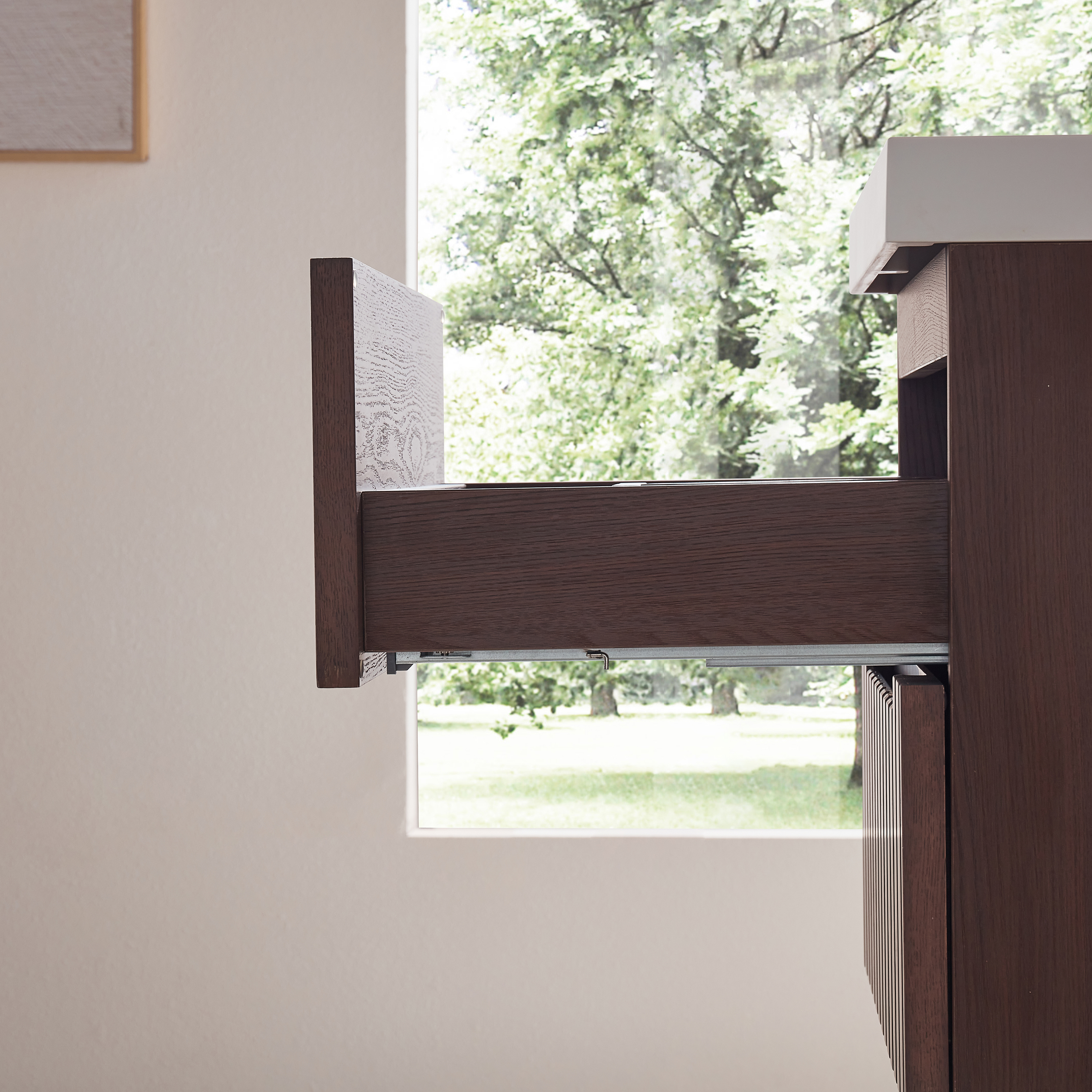 24" Wall Mounted & Floating Single Walnut Bathroom Vanity with Acrylic Sink 
