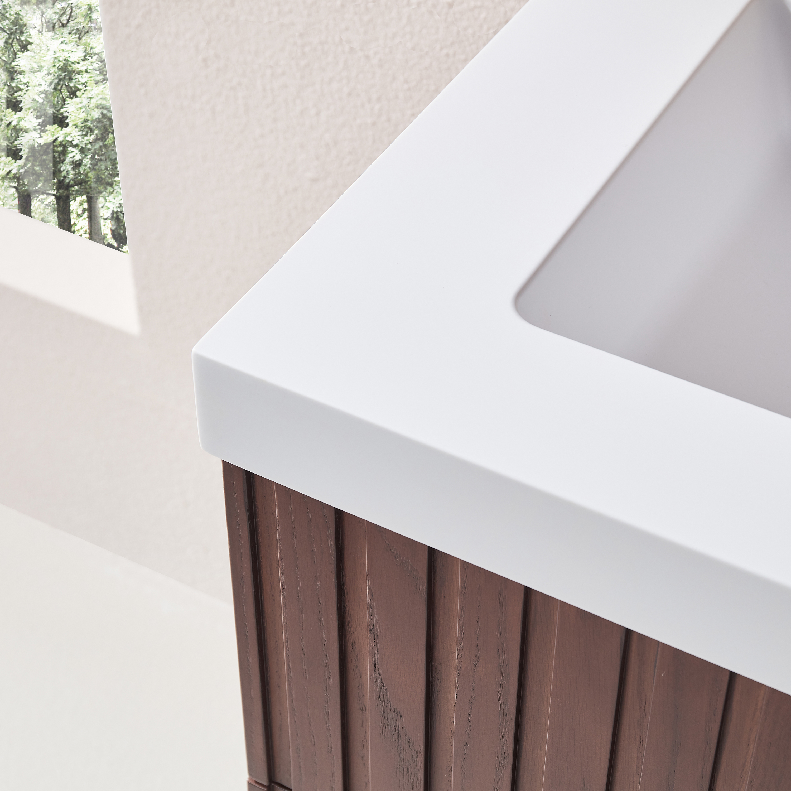 24" Wall Mounted & Floating Single Walnut Bathroom Vanity with Acrylic Sink 