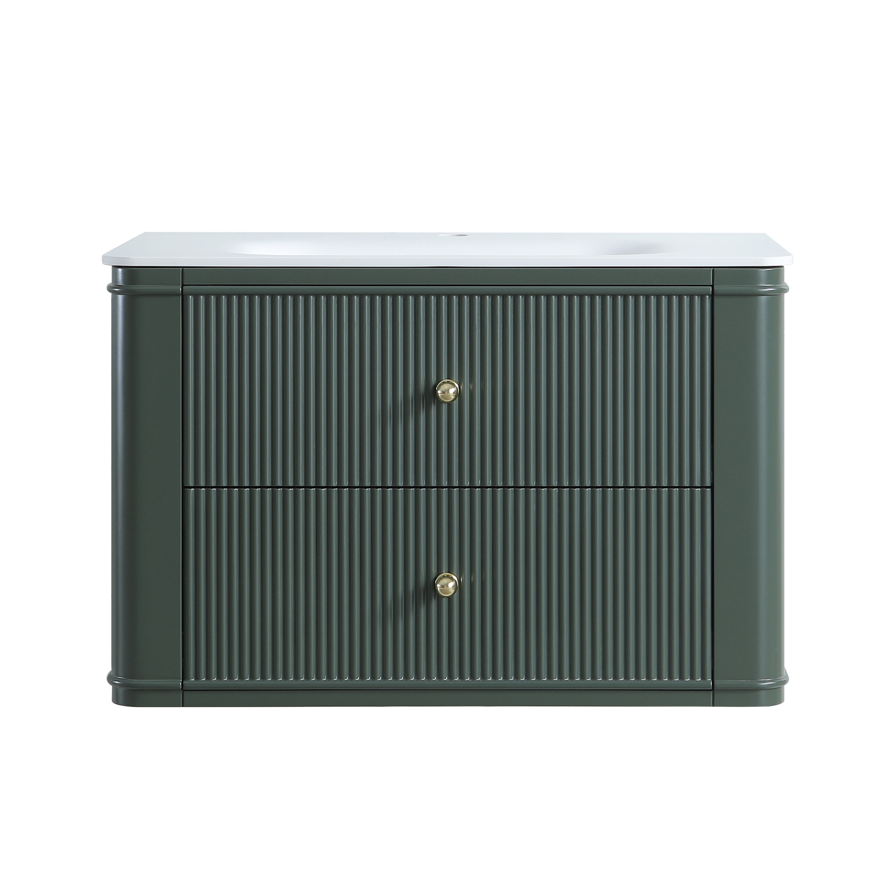 30" Wall Mounted & Floating Single Green Bathroom Vanity with Acrylic Sink 