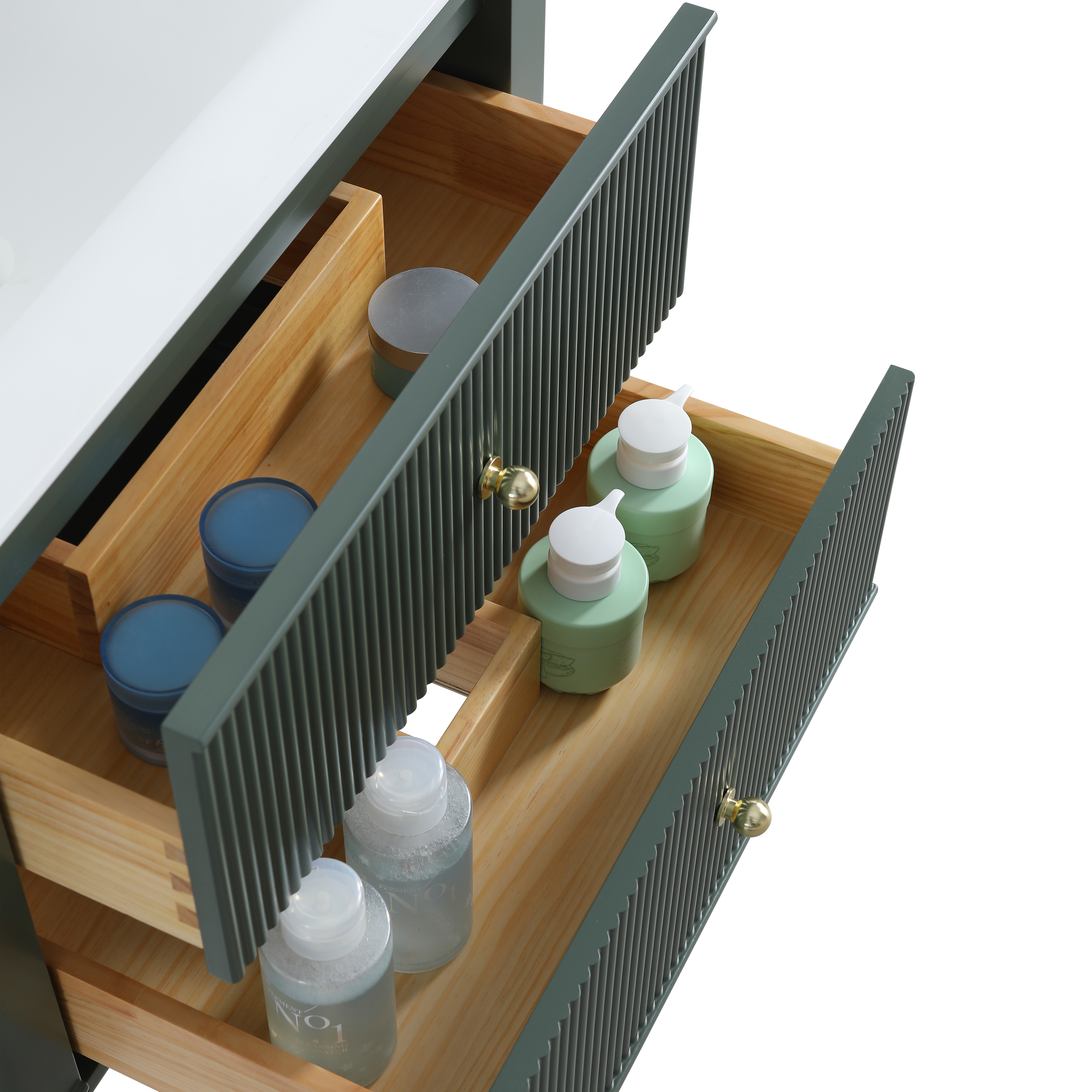 30" Wall Mounted & Floating Single Green Bathroom Vanity with Acrylic Sink 