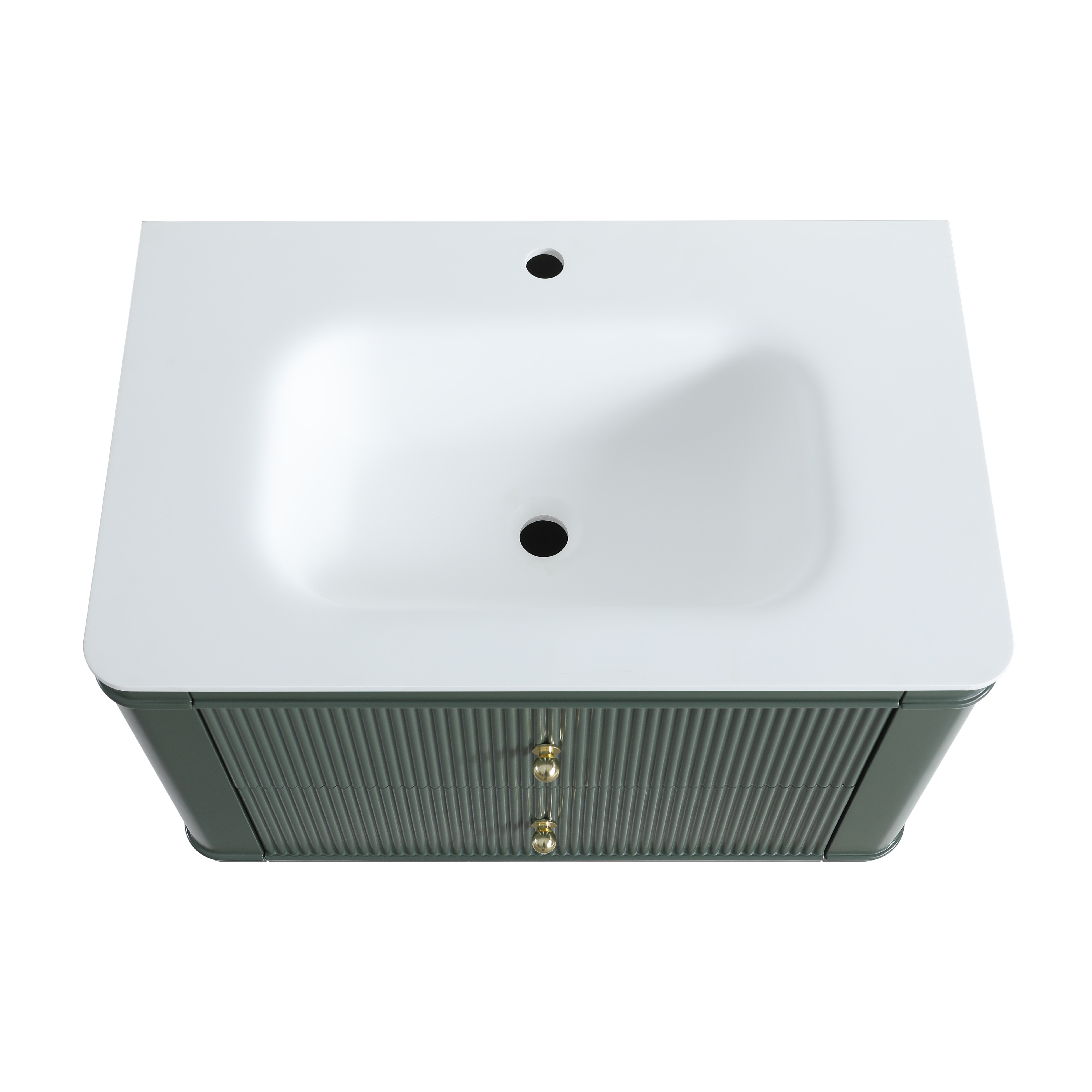 30" Wall Mounted & Floating Single Green Bathroom Vanity with Acrylic Sink 