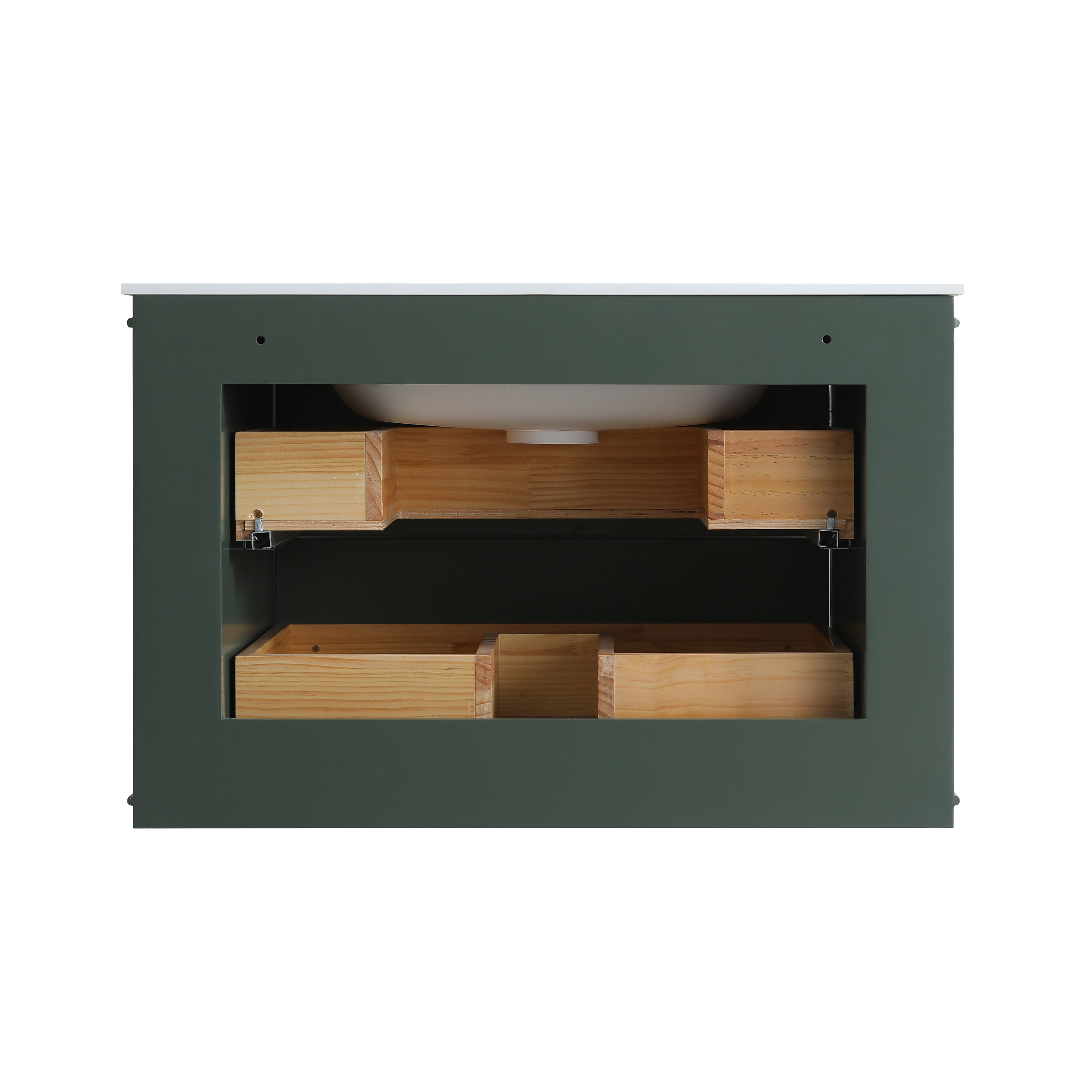 30" Wall Mounted & Floating Single Green Bathroom Vanity with Acrylic Sink 