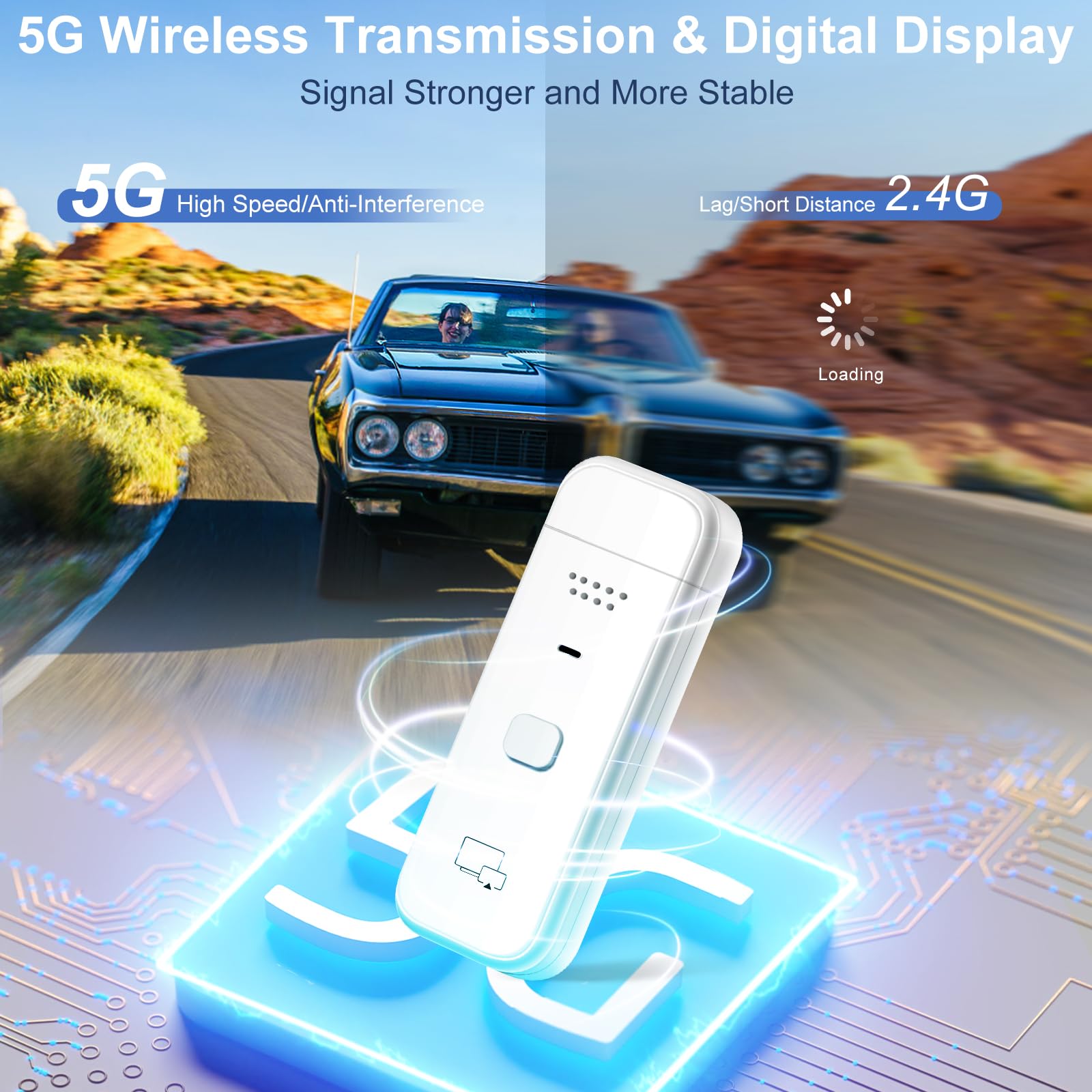 Wireless HDMI Transmitter and Receiver,4K Decode 1080P Output 2.4G 5G Display Adapter Plug Play Portable Streaming Video Audio to Monitor from PC DV HDTV