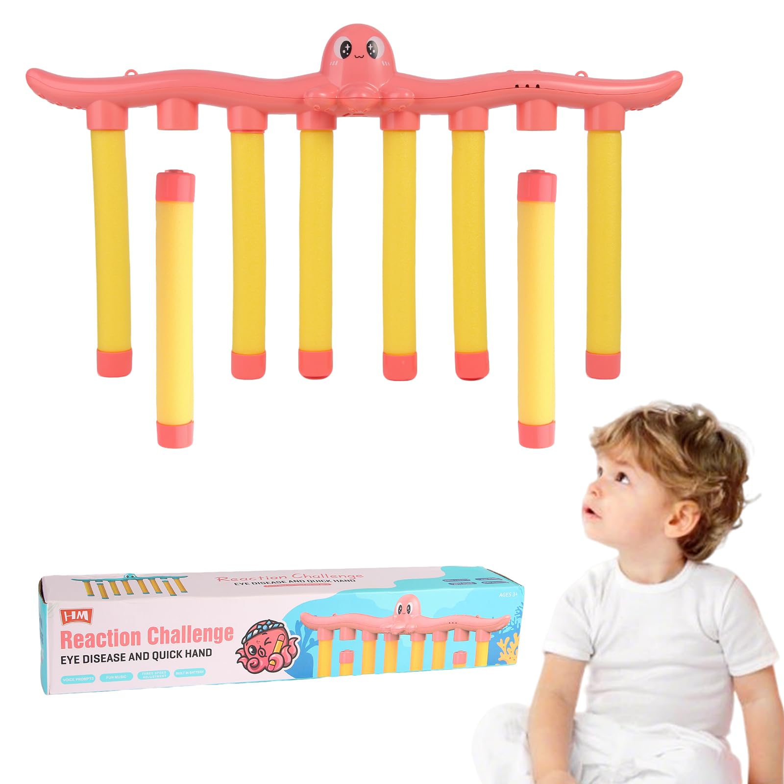 Reaction Stick Catch Training Game Hand Eye Coordination Reflex Training Game 3 Adjustable Speeds,Game Stick Toy Color Red