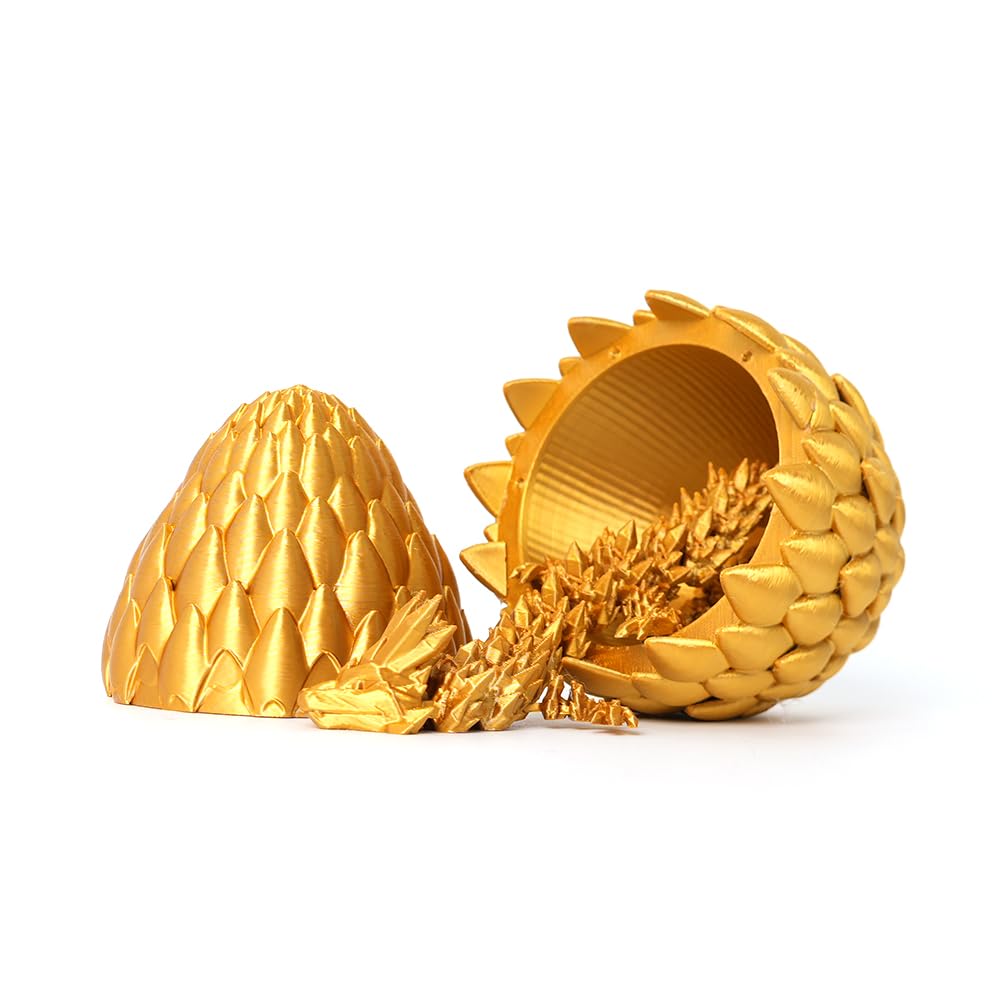 3D Printed Easter Dragon Egg Gold Surprise Basket Essentials with 12In Flexible Crystal Dragon Inside,Easter Basket Stuffers,3D Printed Gift Toy