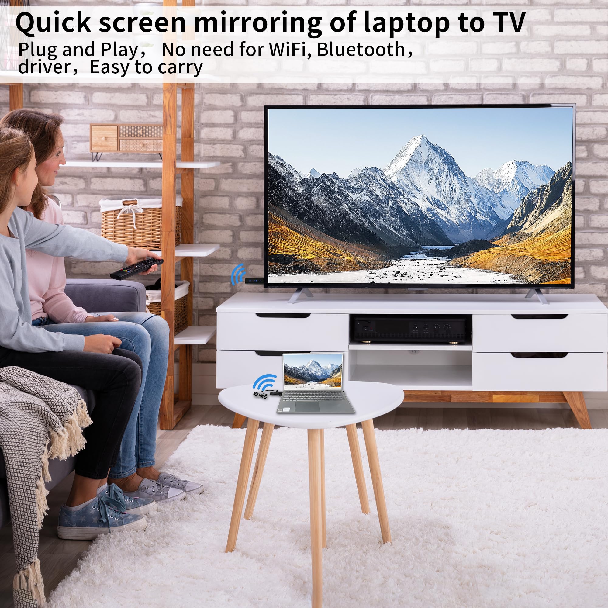 Wireless HDMI Transmitter Receiver/Extender Plug and Play,Transmit PC/Laptop/TV-Box Video to TV/Monitor/Projector for Home,Office,Outdoor