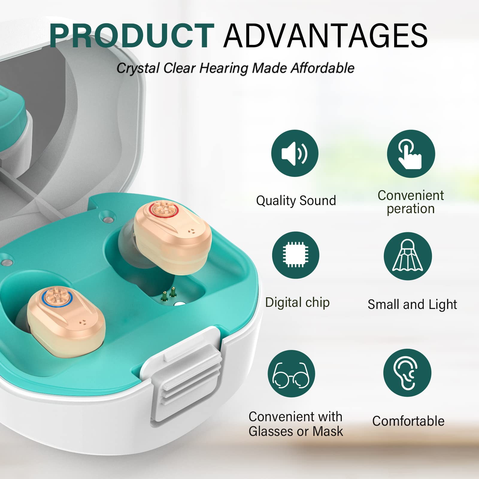 Hearing Aids for Seniors Rechargeable with Noise Cancelling,Hearing Amplifier for Adults with Severe Hearing Loss,16 Channels Digital Chip Sound Process