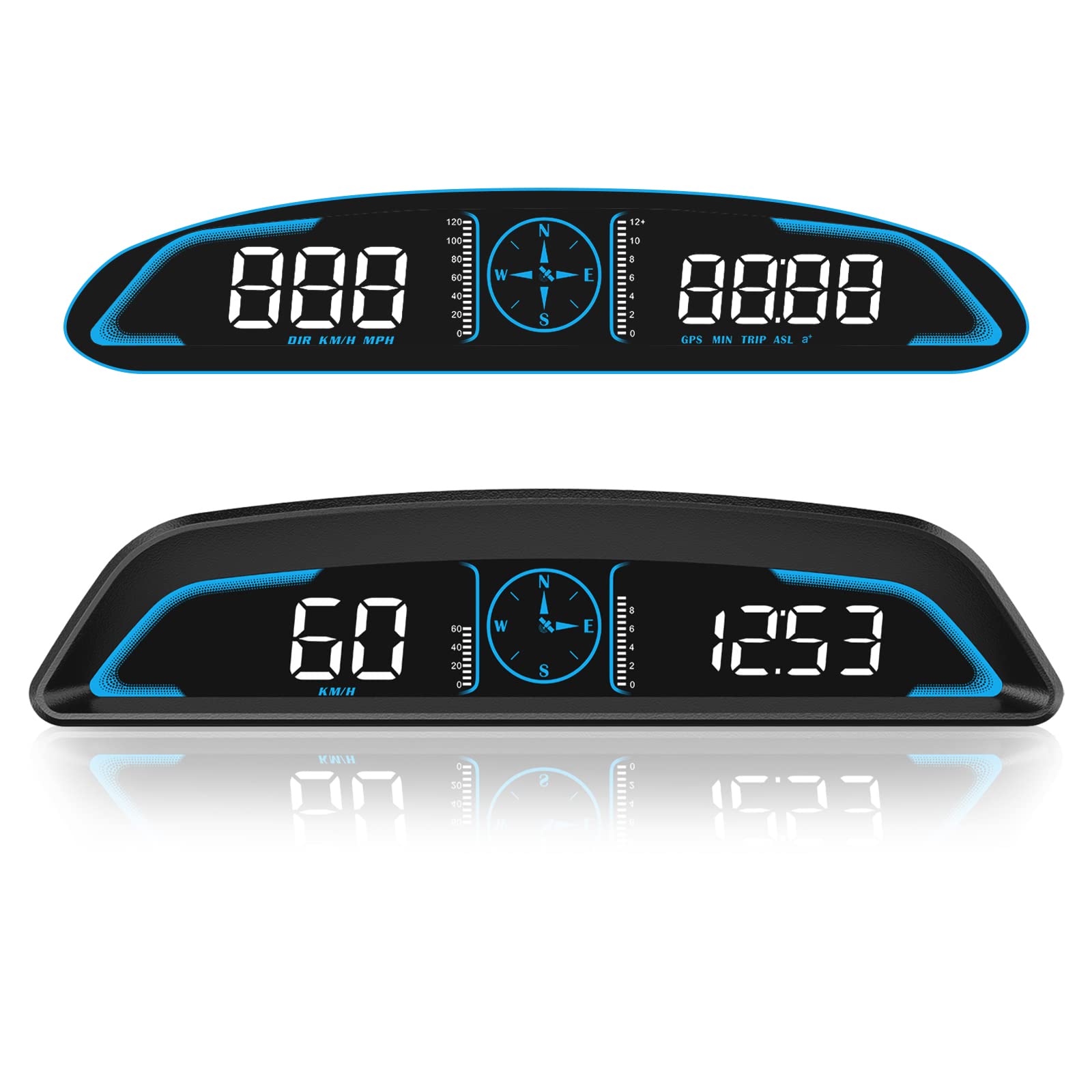 Speedometer Digital HUD Car Large LCD Display MPH Fatigue Alert Overspeed Alarm Driving Trip Meter Universal GPS Vehicle Head Up