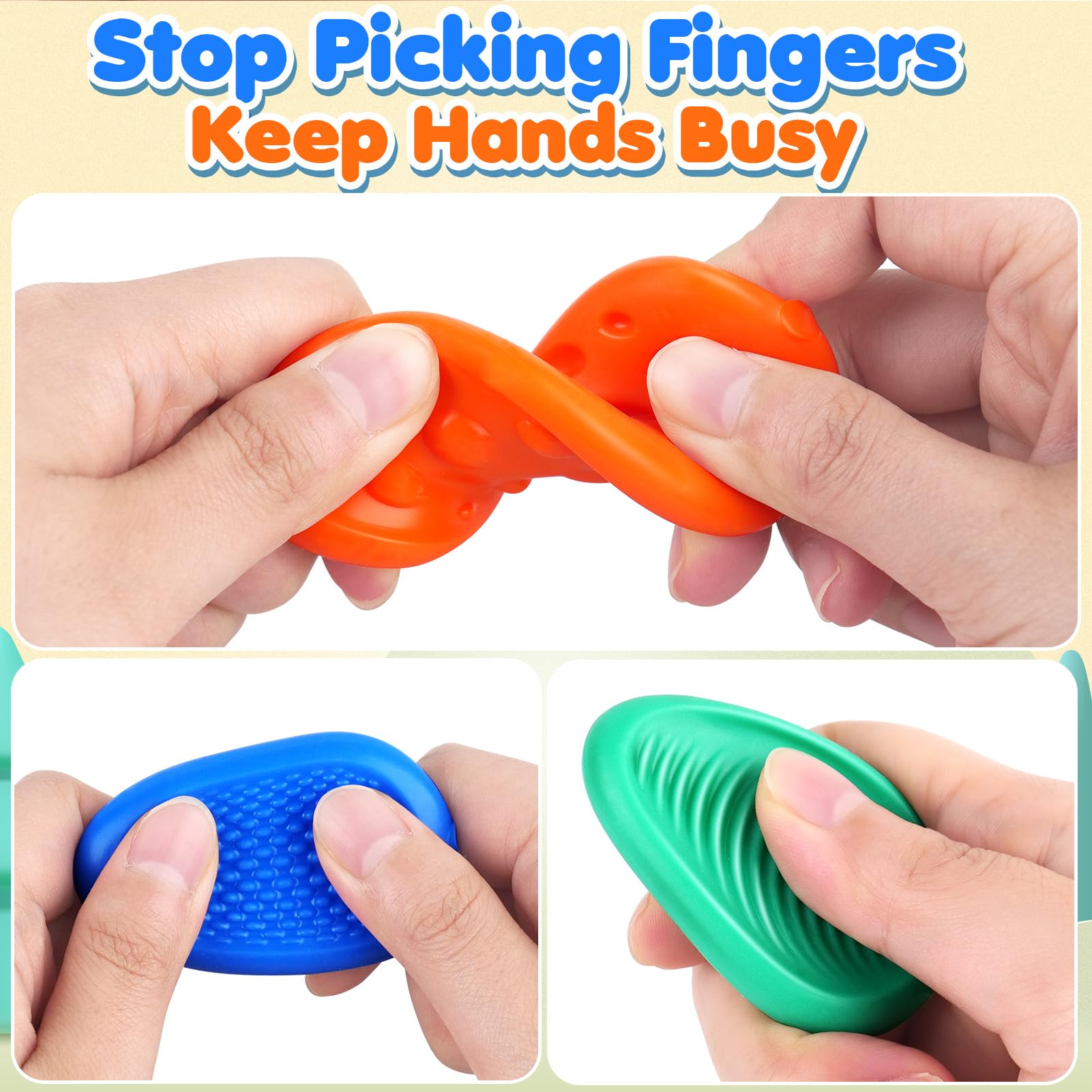 Sensory Fidget Stone Textured Worry Calming Autism Kids Stress Anxiety Relief Soft Toys 6Pcs Small Preschool Classroom Prizes