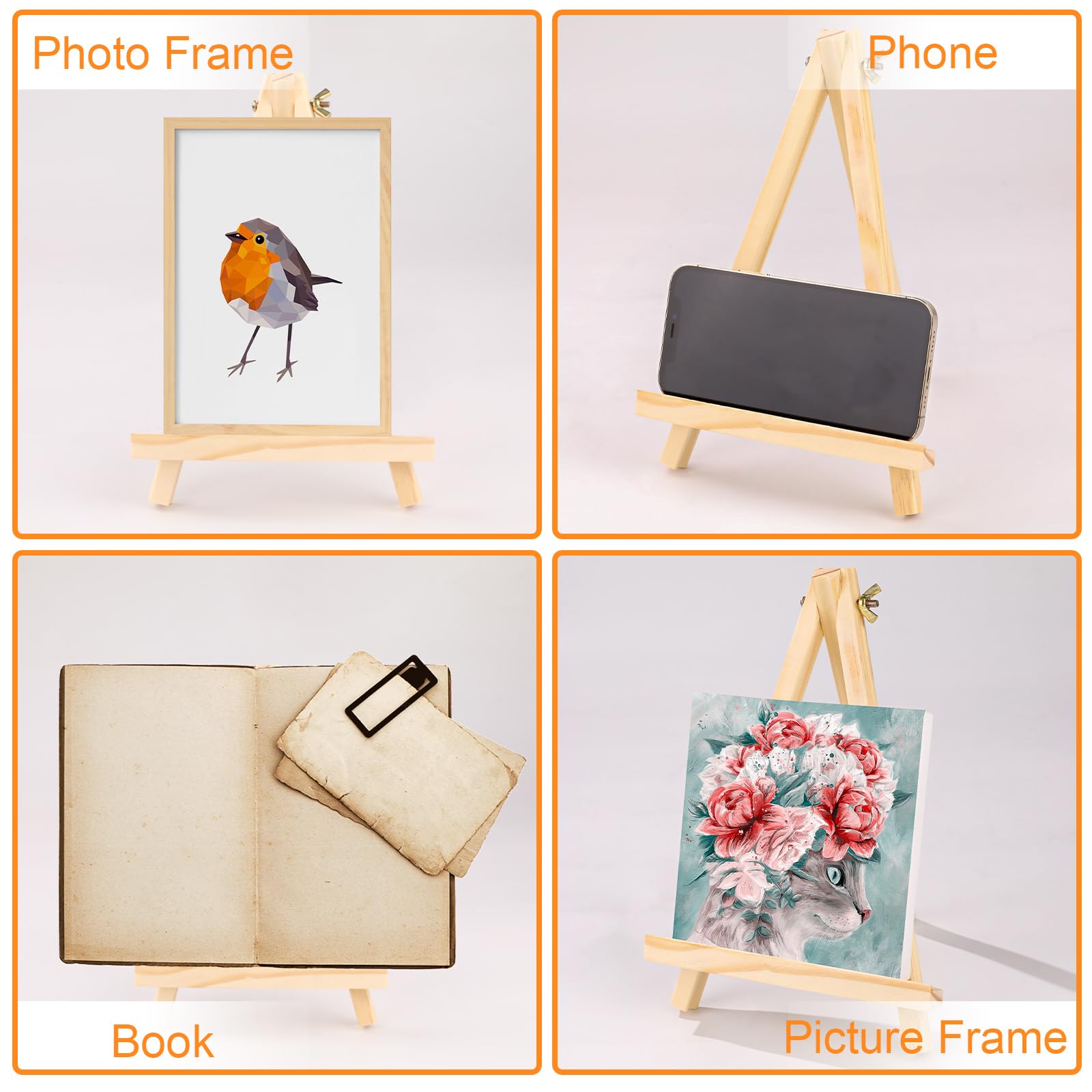 2 Pack 24cm Wood Easels Tripod Painting Easels for Art Crafts,Portable Canvas Holders