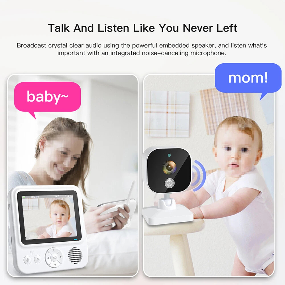 2.8 Inch 1080P Wireless Baby Monitor with Camera,Two-Way Talk Audio Video,IPS Screen,Baby Cry Sound Temp Detection For Babysitter